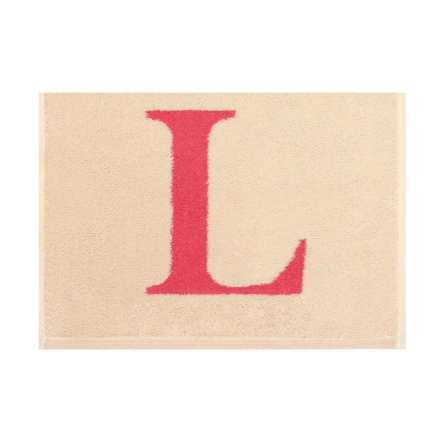 2er Set - Kleines Handtuch mit Buchstabe "L" – Natur / Pink / Orange