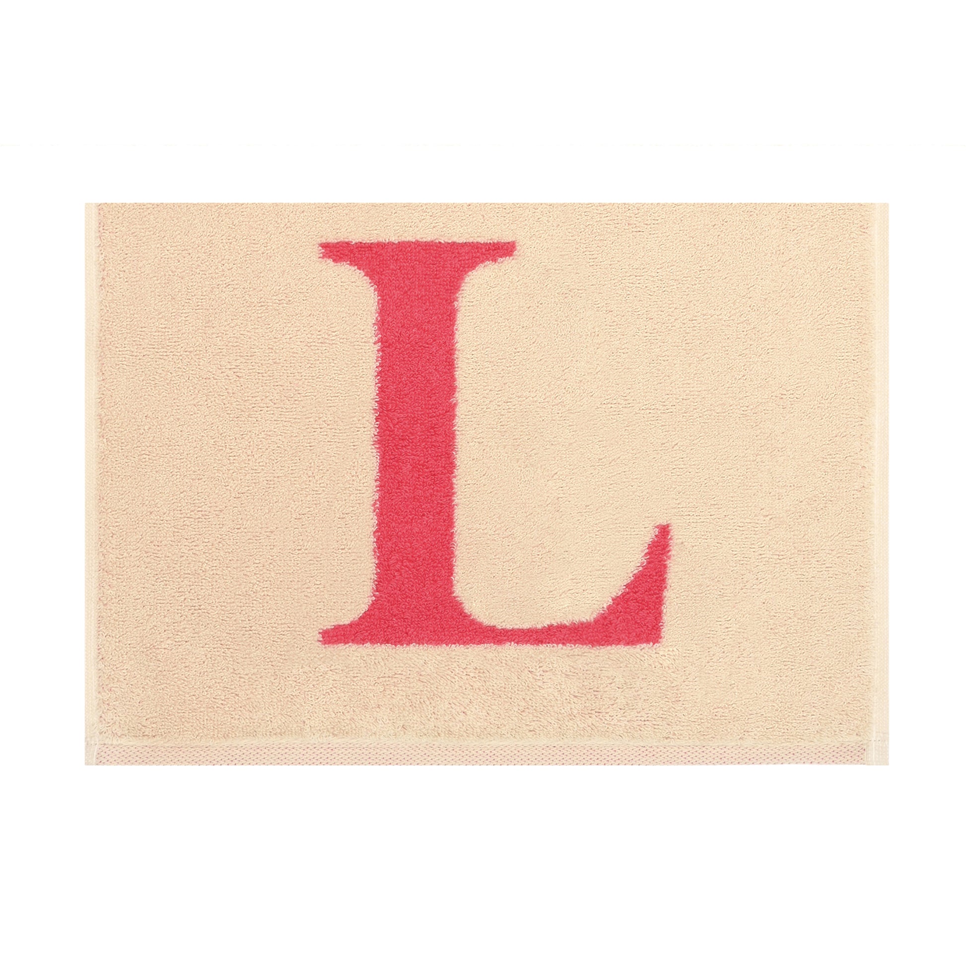 2er Set - Kleines Handtuch mit Buchstabe "L" – Natur / Pink / Orange