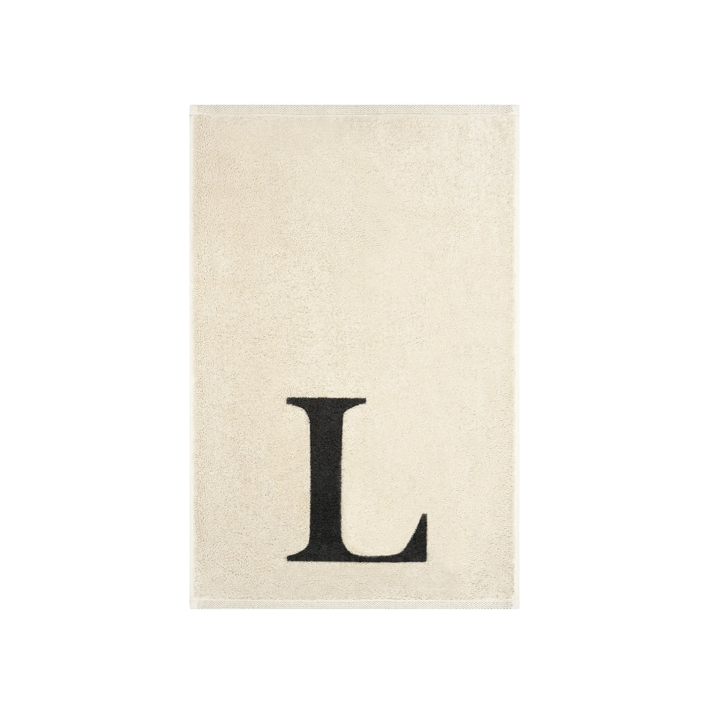 2er Set - Kleines Handtuch mit Buchstabe "L" – Natur / Dunkelgrau