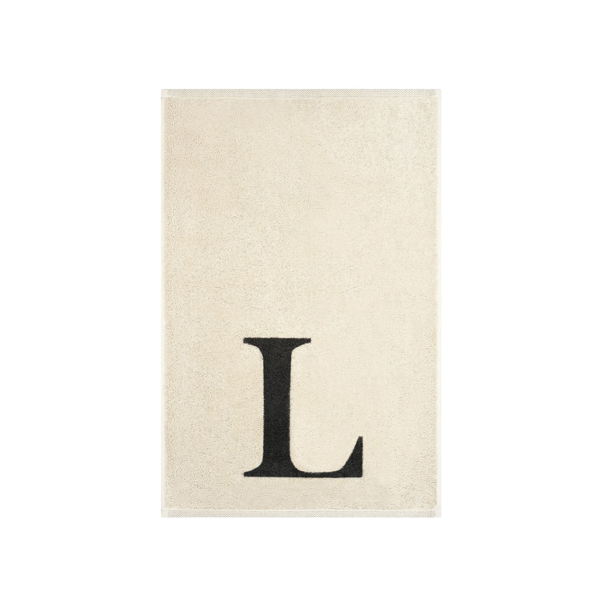 2er Set - Kleines Handtuch mit Buchstabe "L" – Natur / Dunkelgrau
