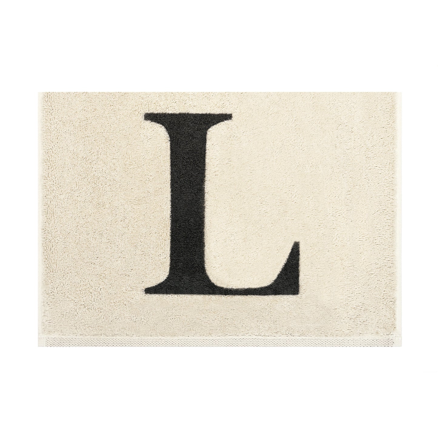 2er Set - Kleines Handtuch mit Buchstabe "L" – Natur / Dunkelgrau