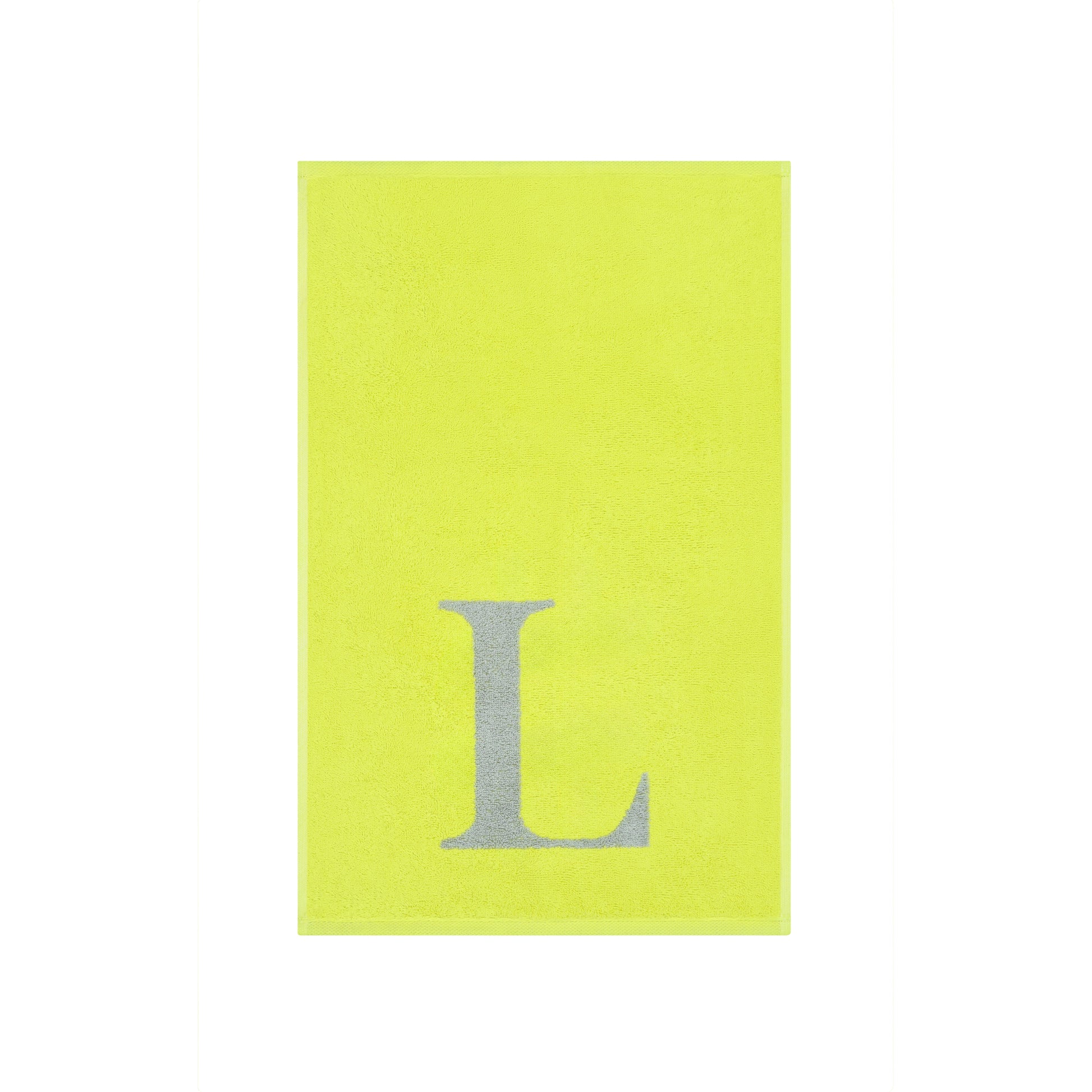 2er Set - Kleines Handtuch mit Buchstabe "L" – Silber / Lime