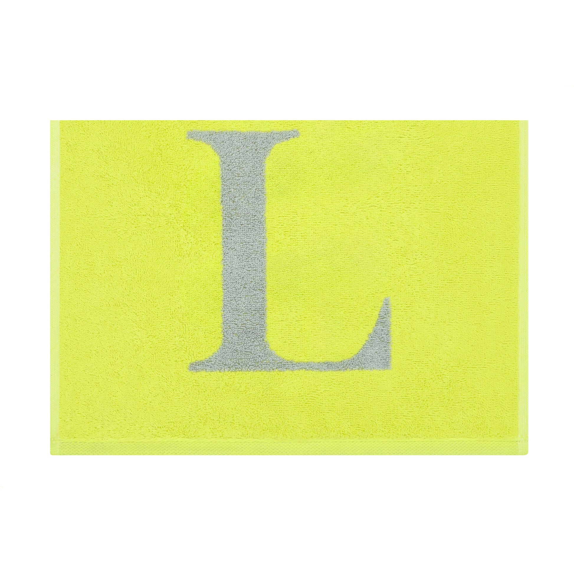 2er Set - Kleines Handtuch mit Buchstabe "L" – Silber / Lime