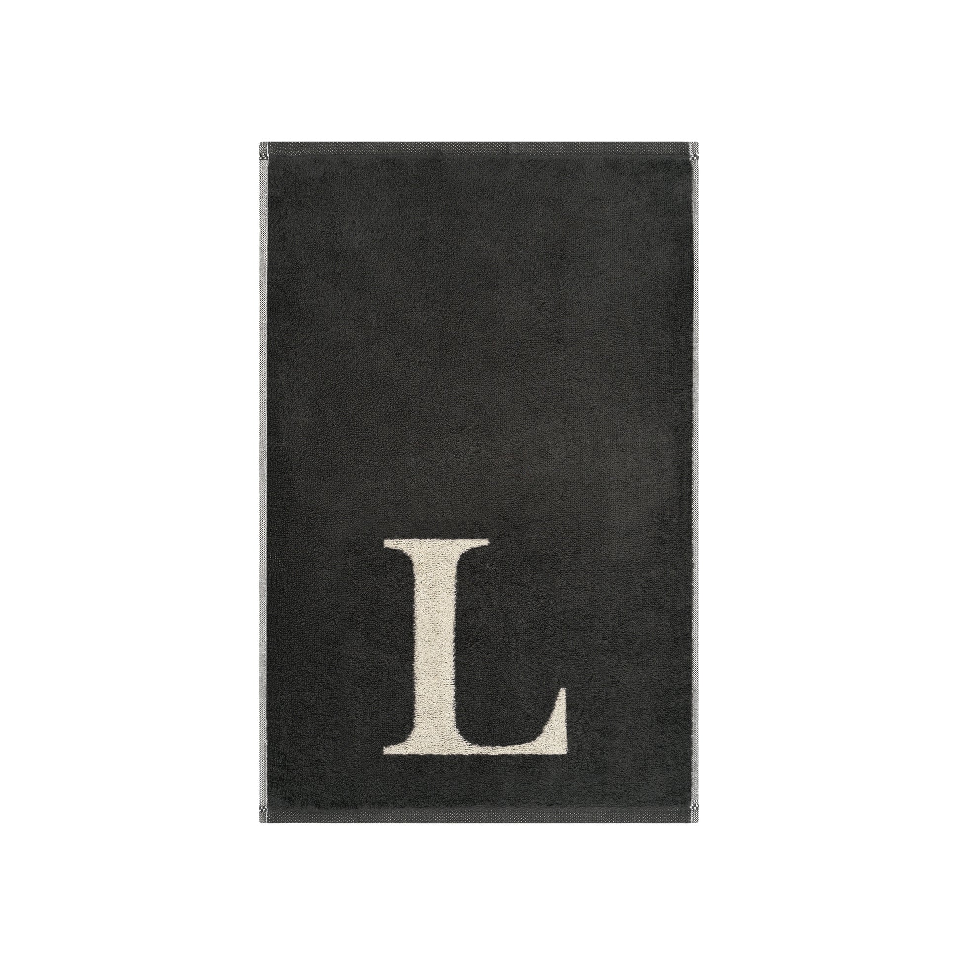 2er Set - Kleines Handtuch mit Buchstabe "L" – Natur / Dunkelgrau