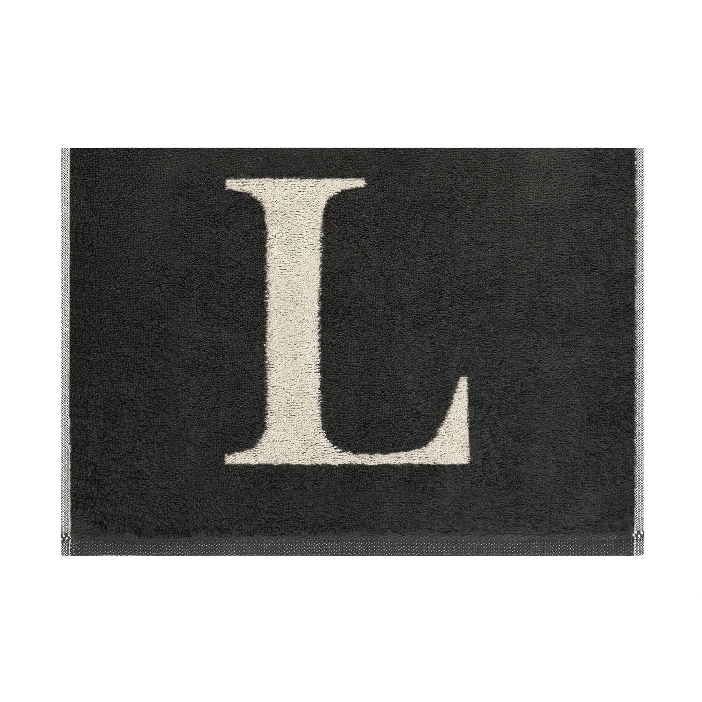 2er Set - Kleines Handtuch mit Buchstabe "L" – Natur / Dunkelgrau