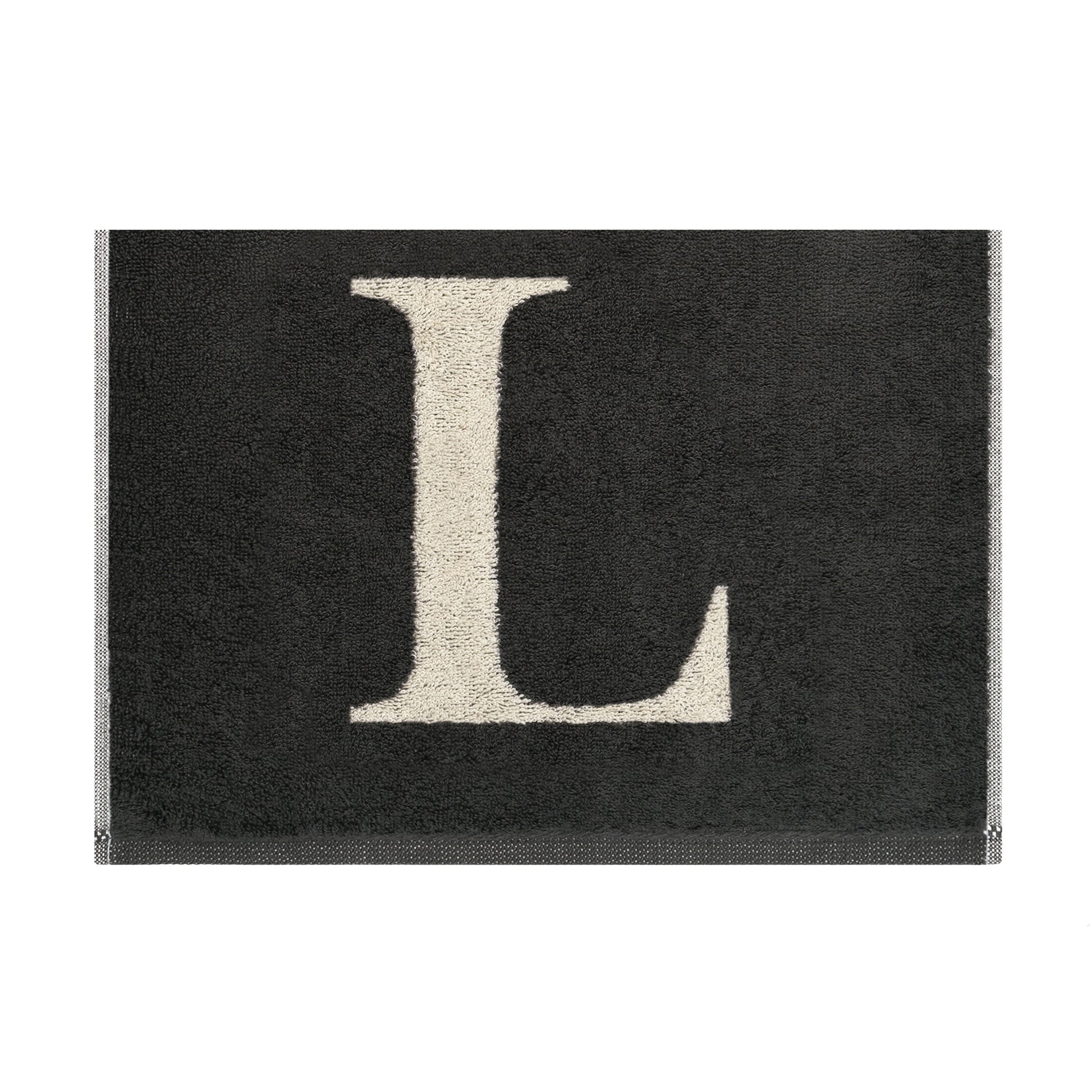2er Set - Kleines Handtuch mit Buchstabe "L" – Natur / Dunkelgrau