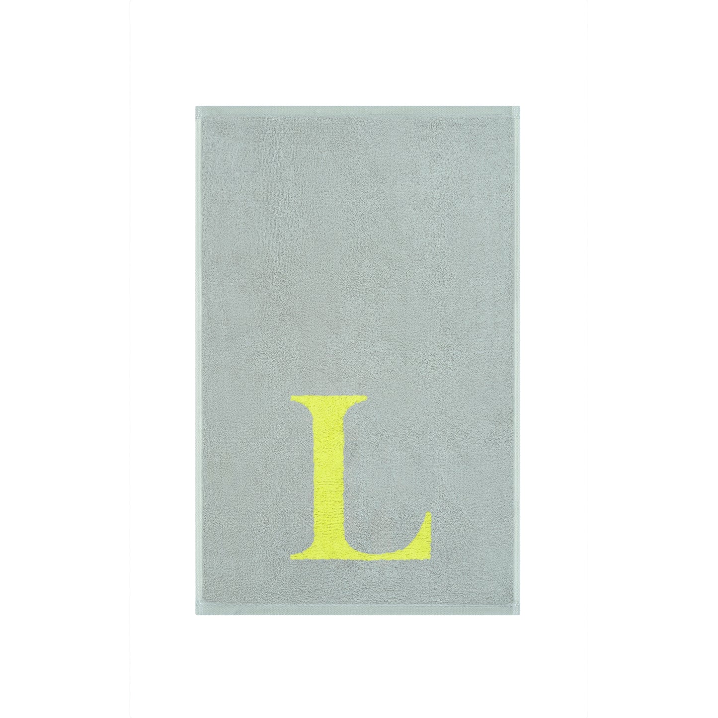 2er Set - Kleines Handtuch mit Buchstabe "L" – Silber / Lime