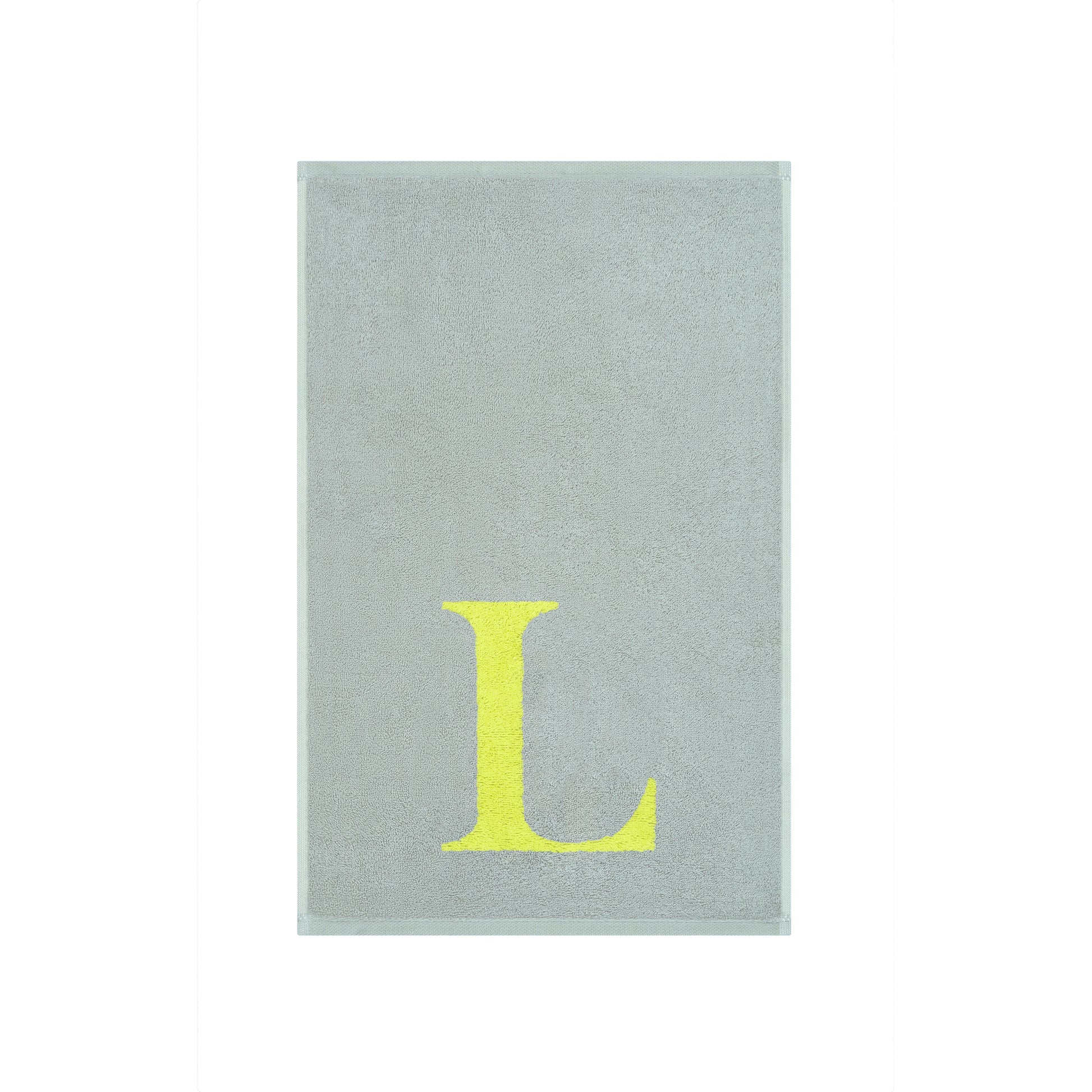 2er Set - Kleines Handtuch mit Buchstabe "L" – Silber / Lime