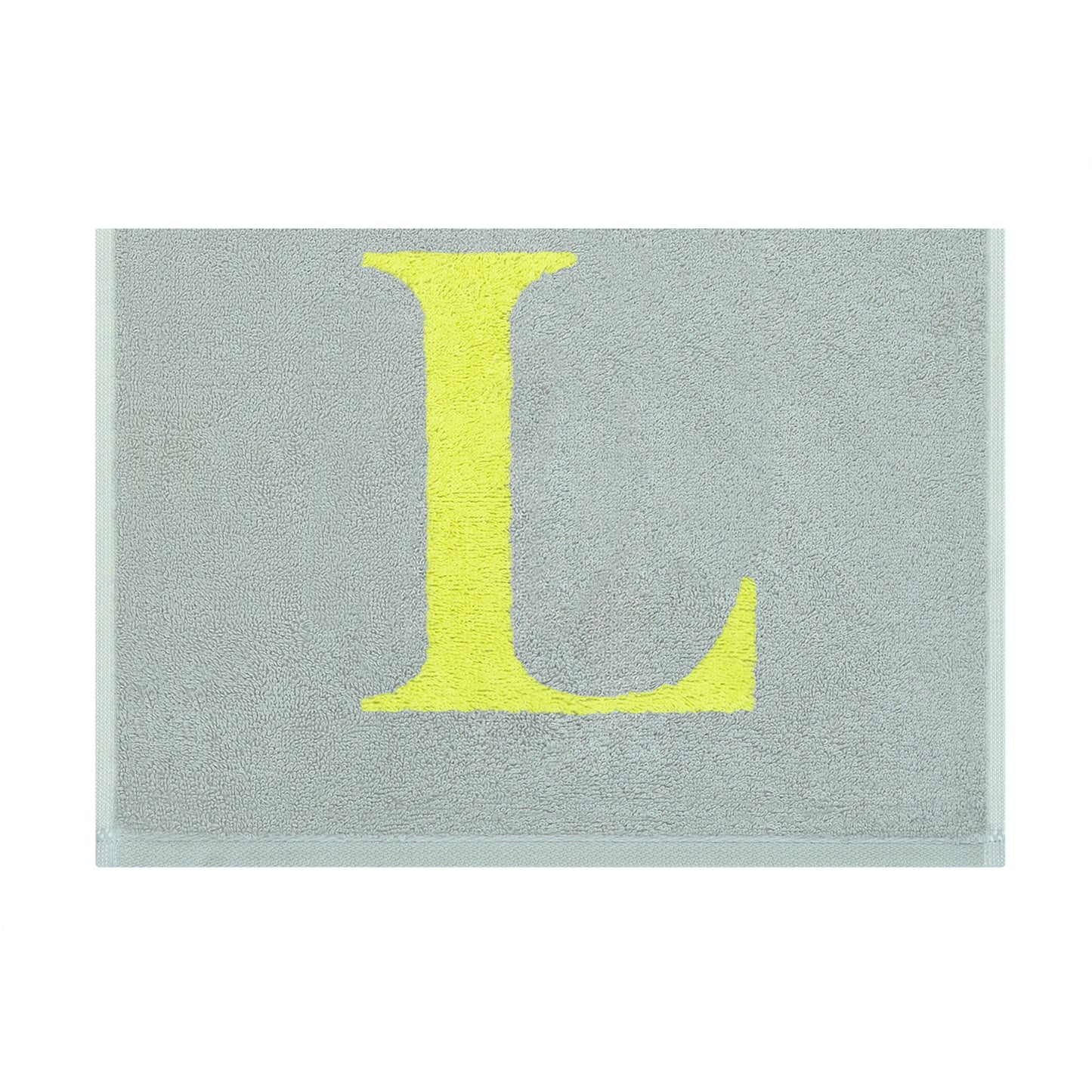 2er Set - Kleines Handtuch mit Buchstabe "L" – Silber / Lime