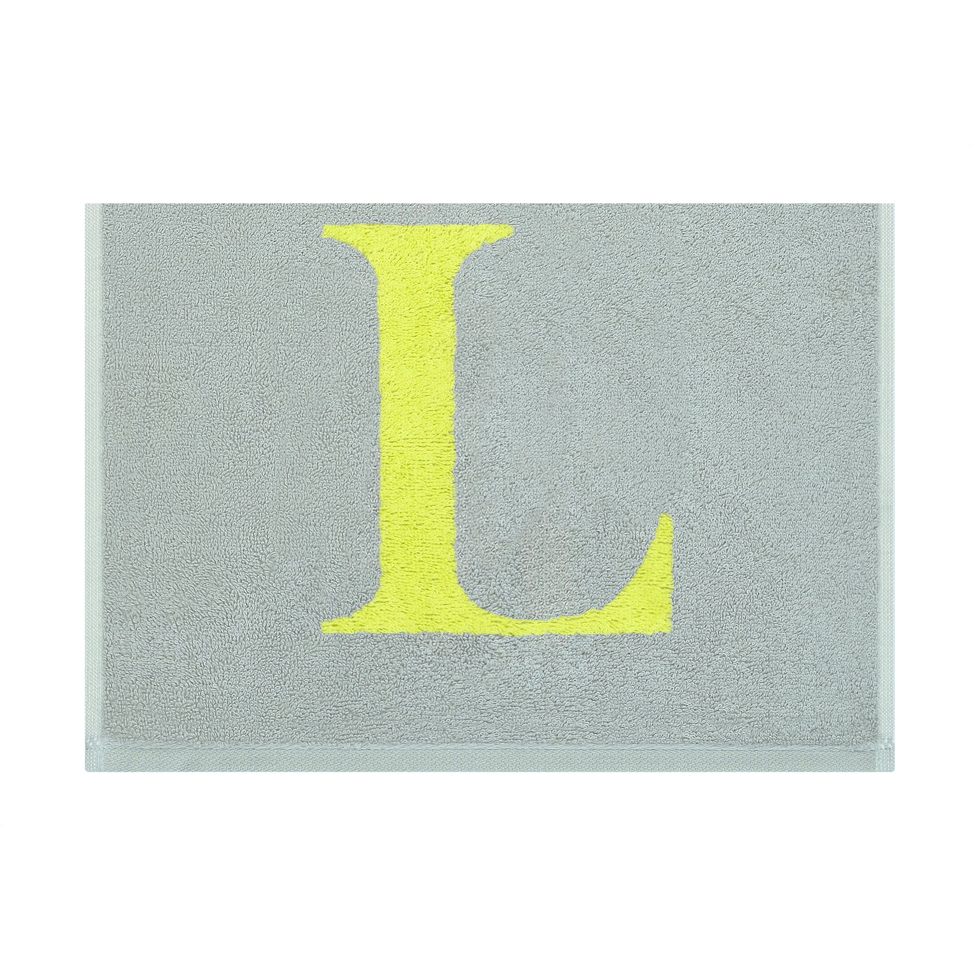 2er Set - Kleines Handtuch mit Buchstabe "L" – Silber / Lime