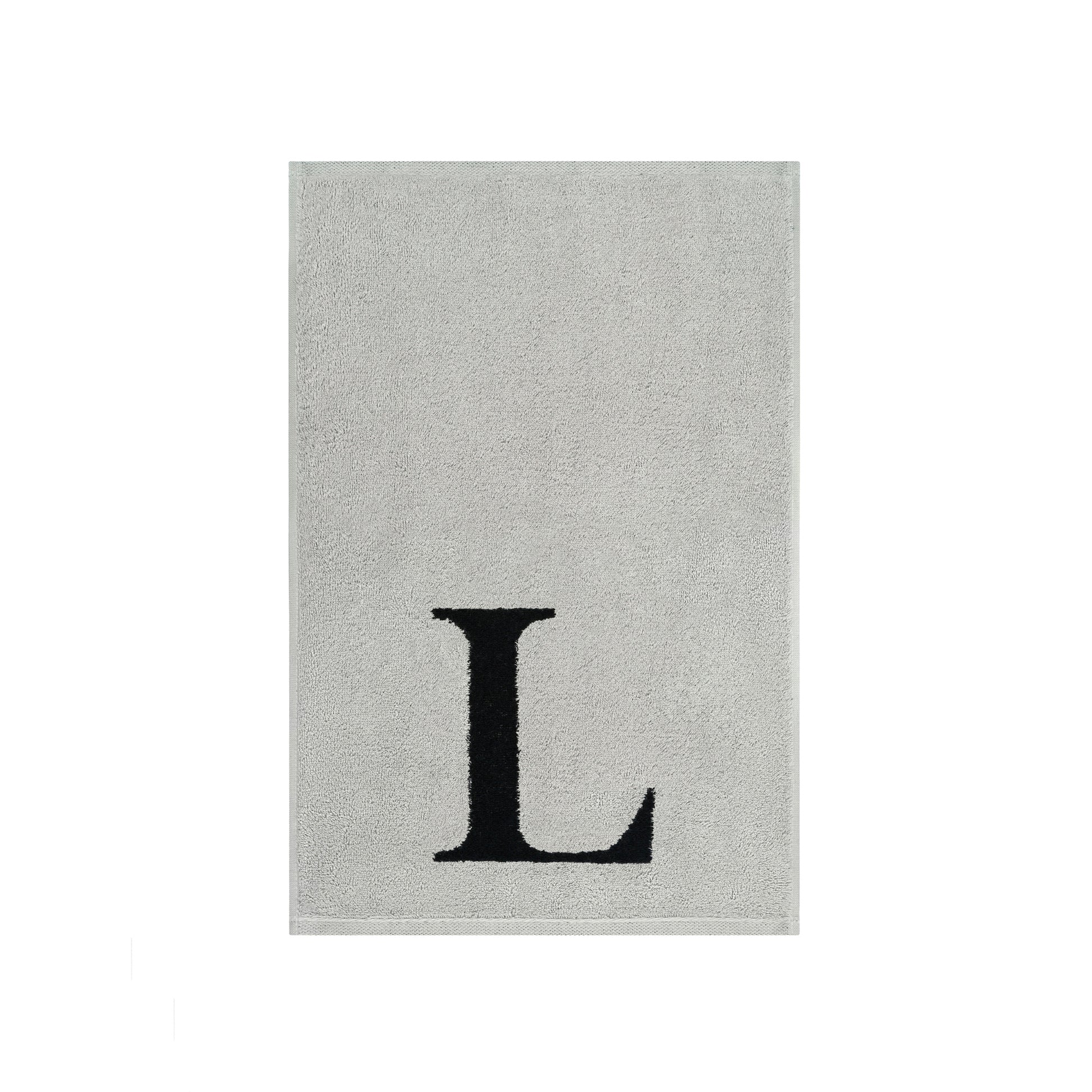 2er Set - Kleines Handtuch mit Buchstabe "L" – Silber / Schwarz