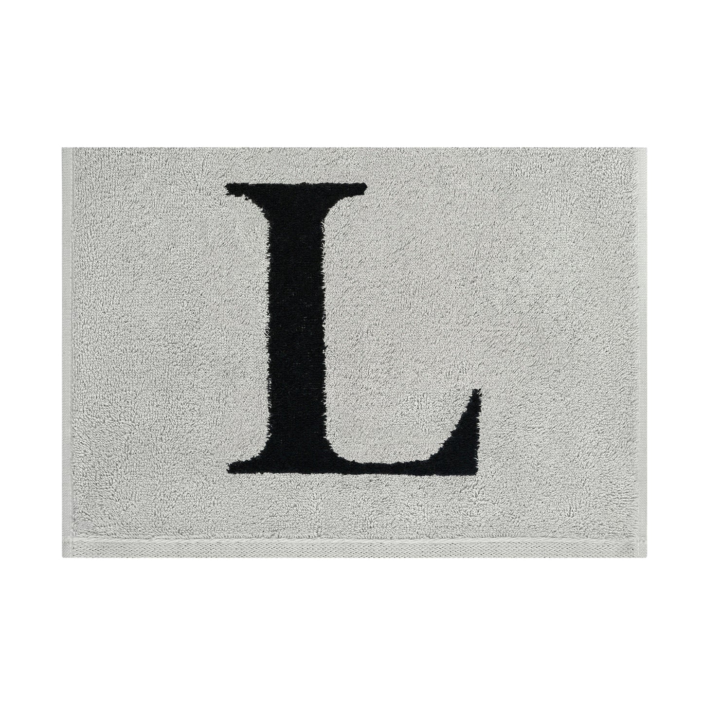 2er Set - Kleines Handtuch mit Buchstabe "L" – Silber / Schwarz