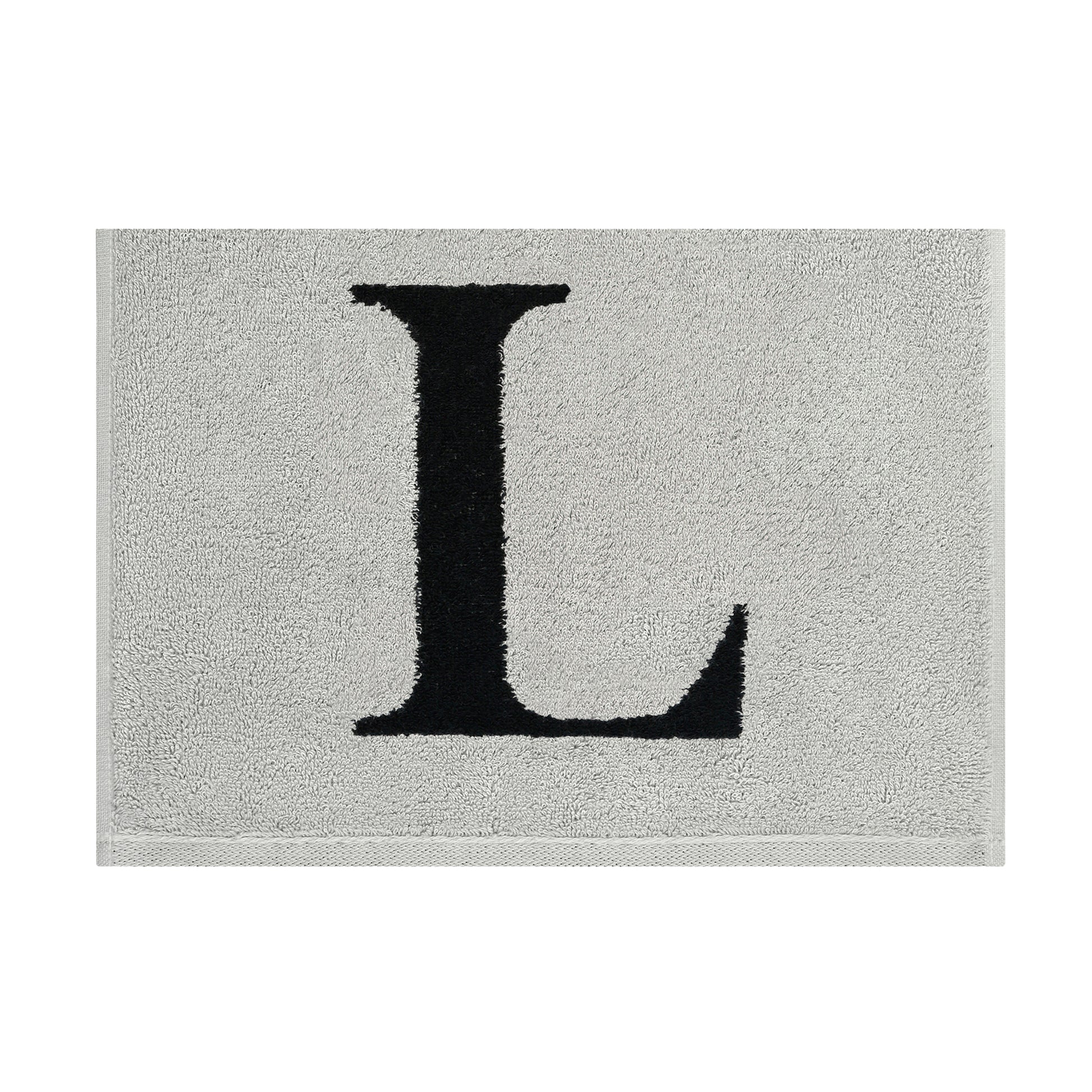 2er Set - Kleines Handtuch mit Buchstabe "L" – Silber / Schwarz