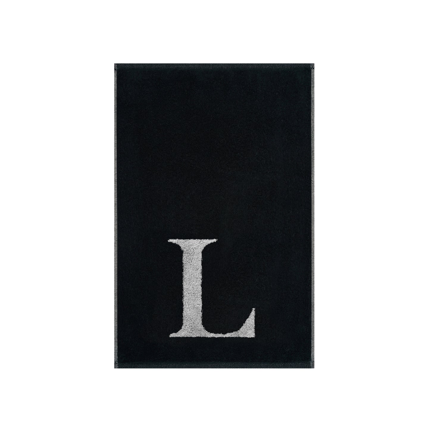 2er Set - Kleines Handtuch mit Buchstabe "L" – Silber / Schwarz