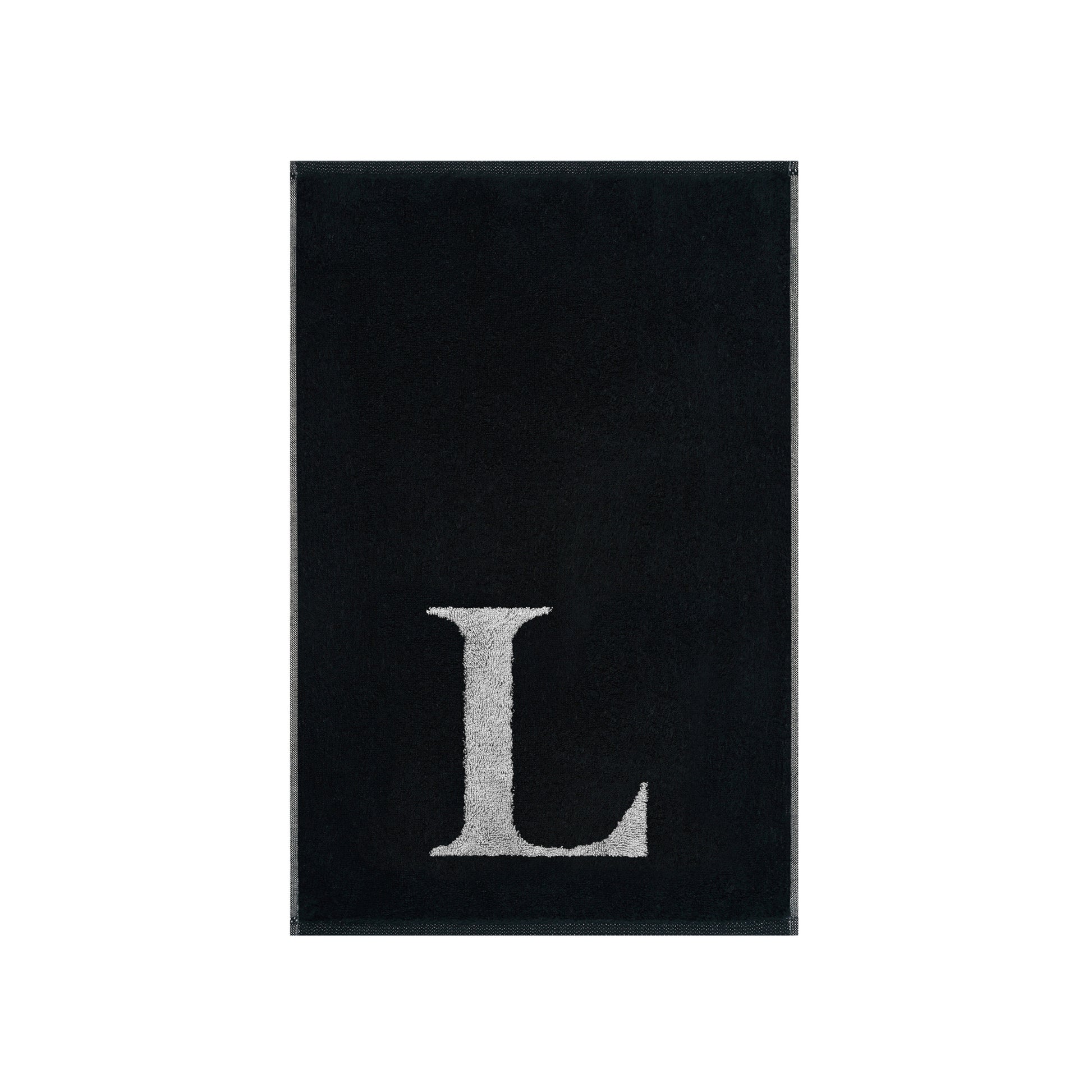 2er Set - Kleines Handtuch mit Buchstabe "L" – Silber / Schwarz