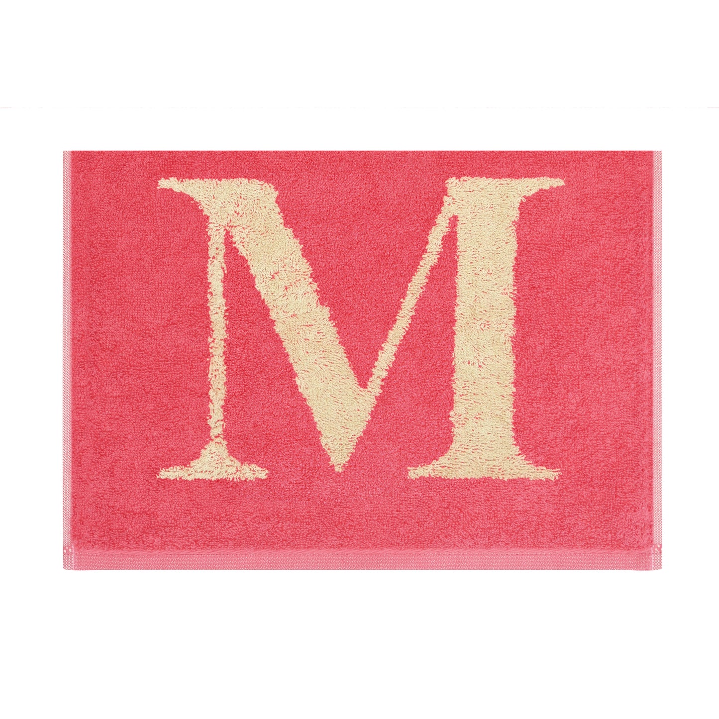 2er Set - Kleines Handtuch mit Buchstabe "M" – Natur / Pink / Orange