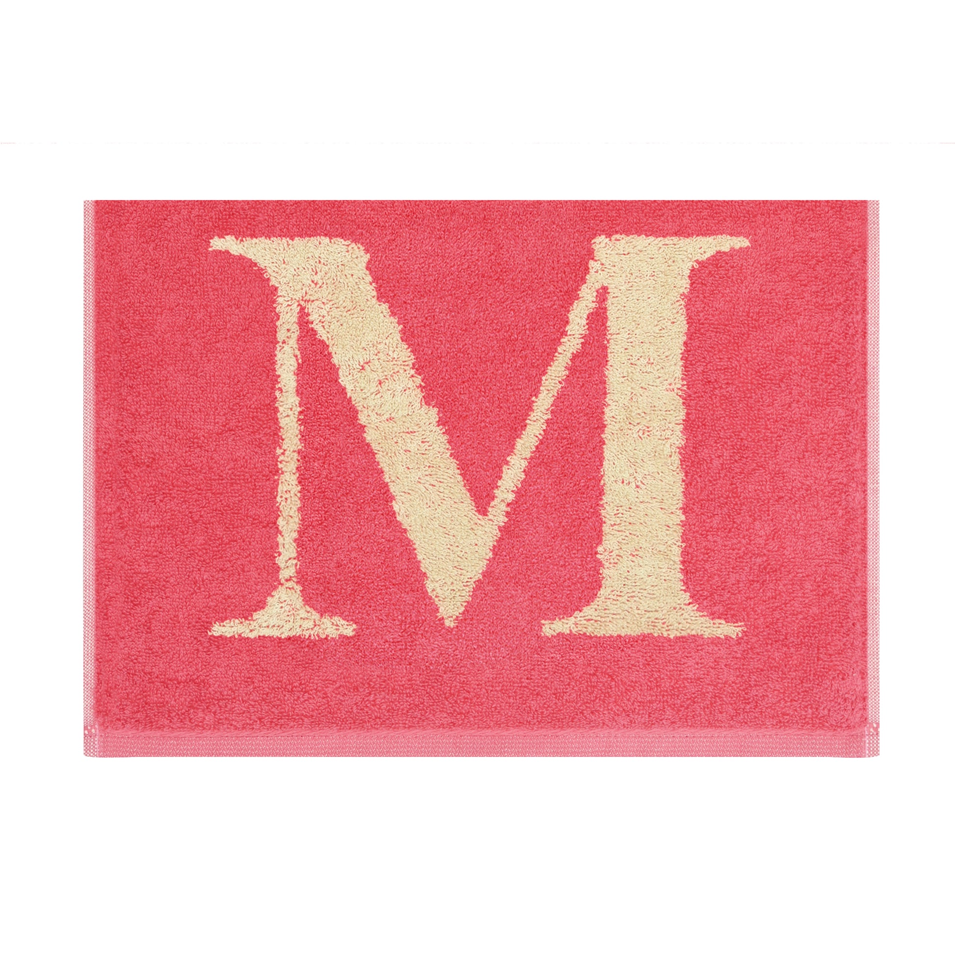 2er Set - Kleines Handtuch mit Buchstabe "M" – Natur / Pink / Orange