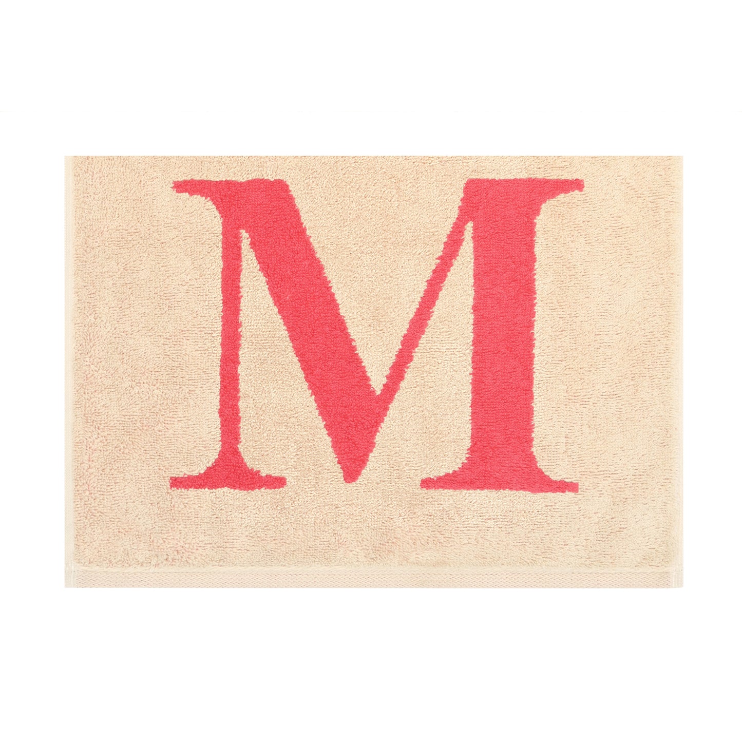2er Set - Kleines Handtuch mit Buchstabe "M" – Natur / Pink / Orange