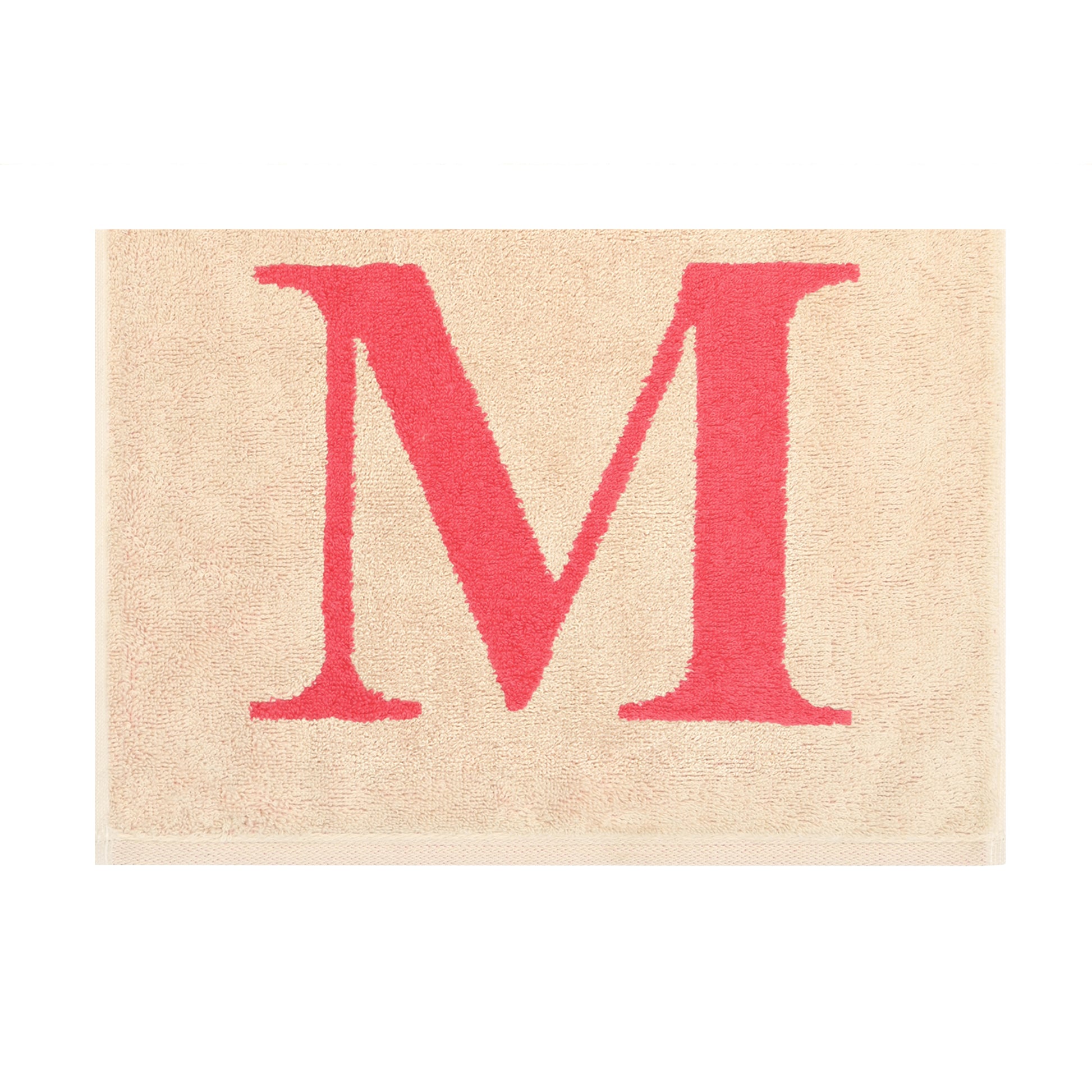 2er Set - Kleines Handtuch mit Buchstabe "M" – Natur / Pink / Orange