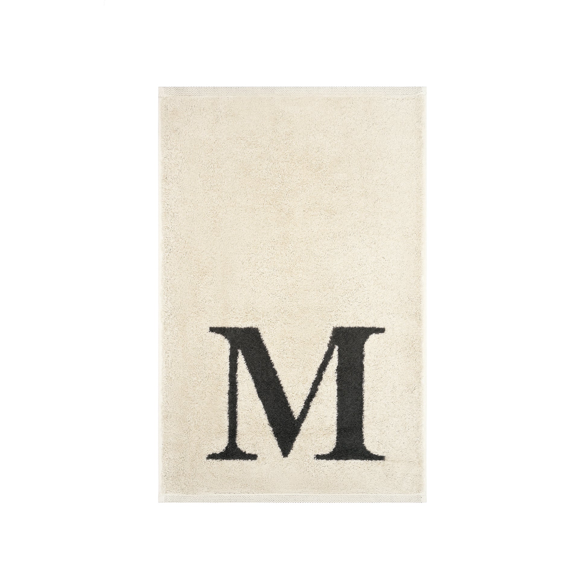 2er Set - Kleines Handtuch mit Buchstabe "M" – Natur / Dunkelgrau