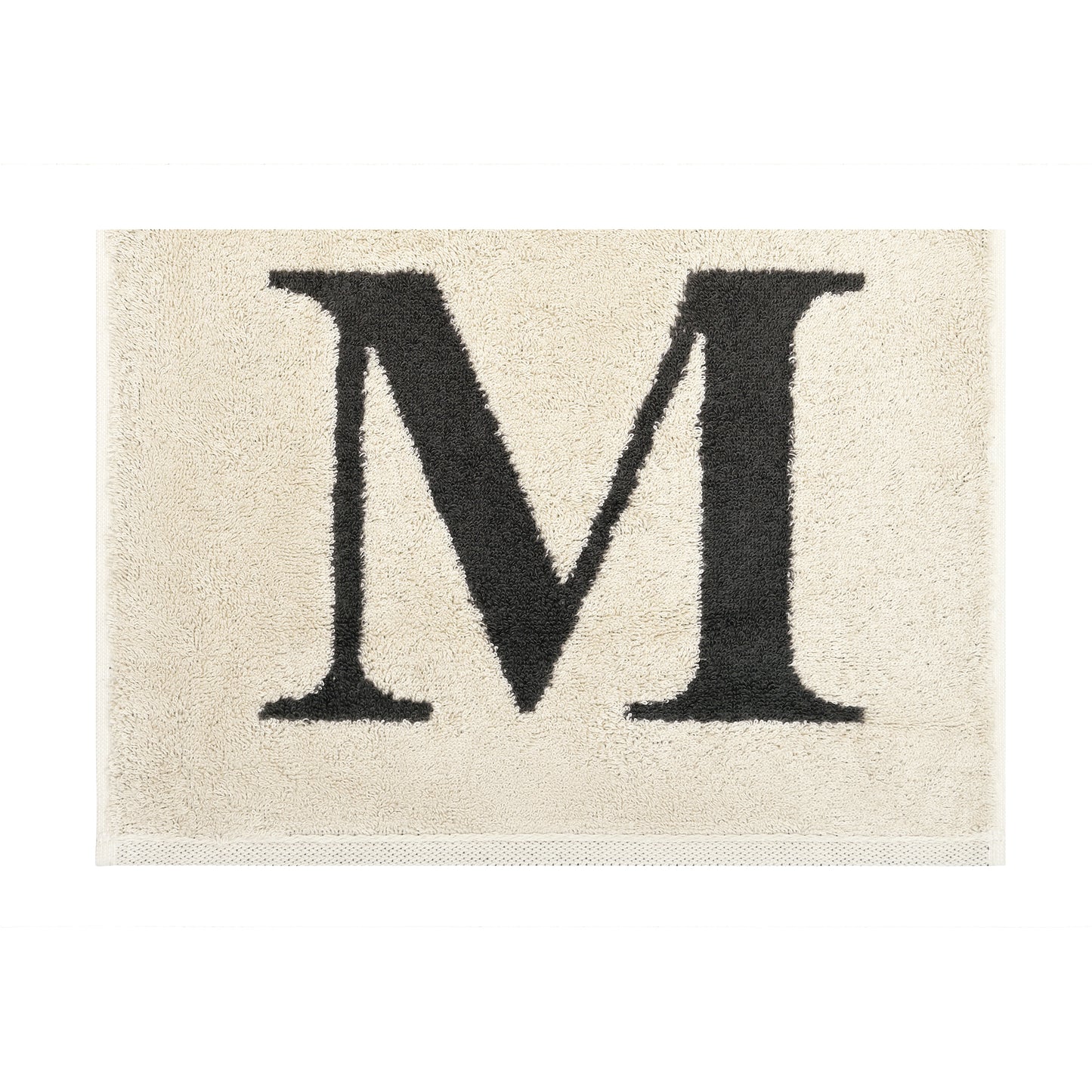 2er Set - Kleines Handtuch mit Buchstabe "M" – Natur / Dunkelgrau