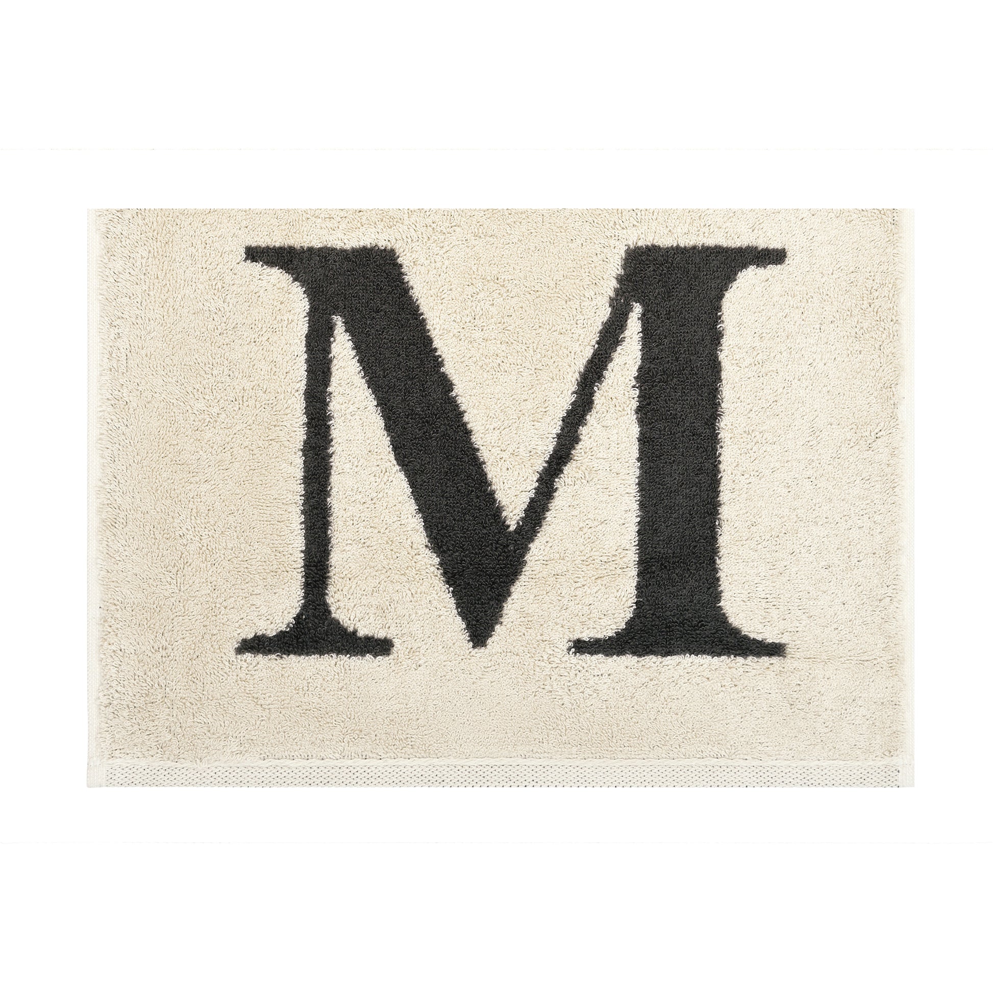 2er Set - Kleines Handtuch mit Buchstabe "M" – Natur / Dunkelgrau