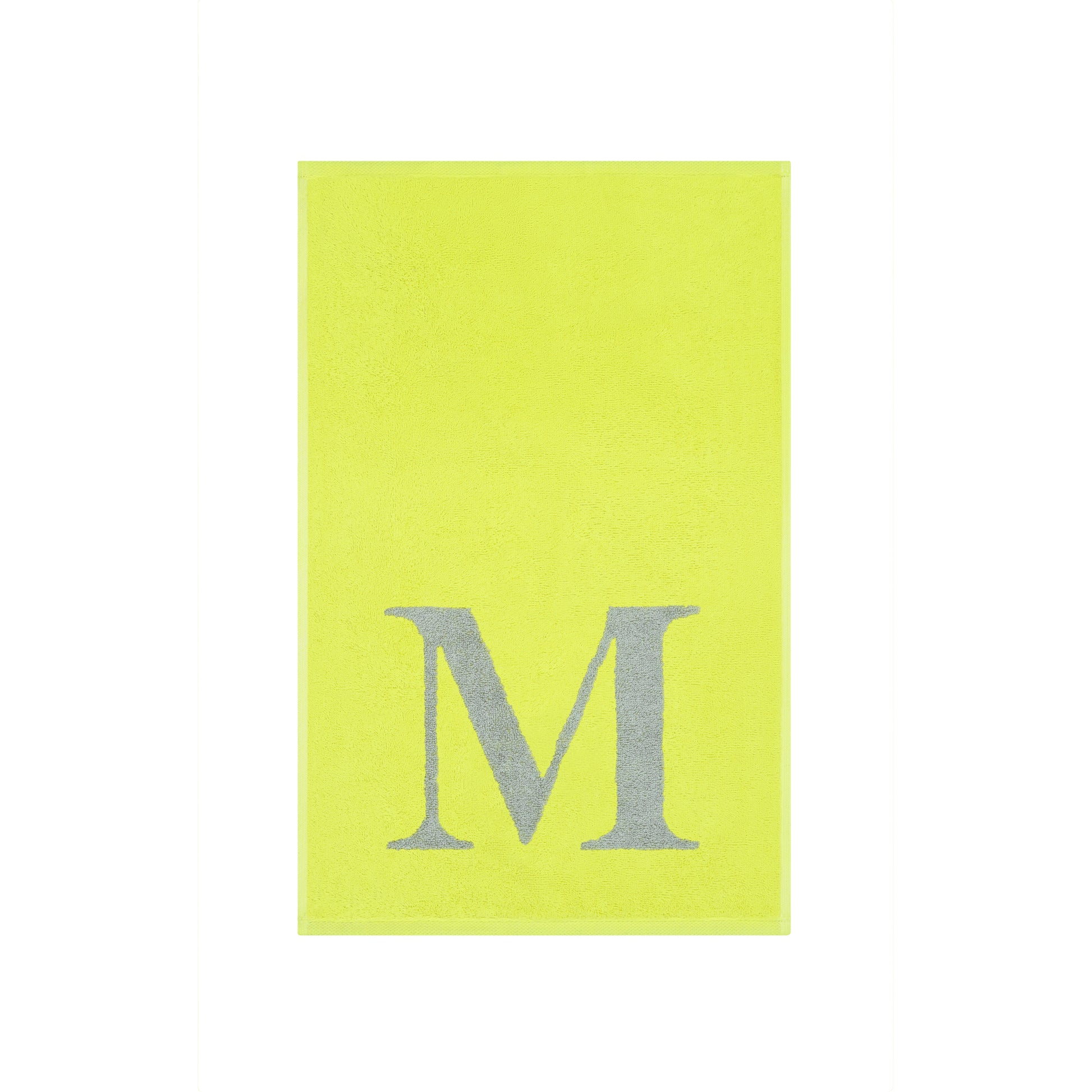 2er Set - Kleines Handtuch mit Buchstabe "M" – Silber / Lime