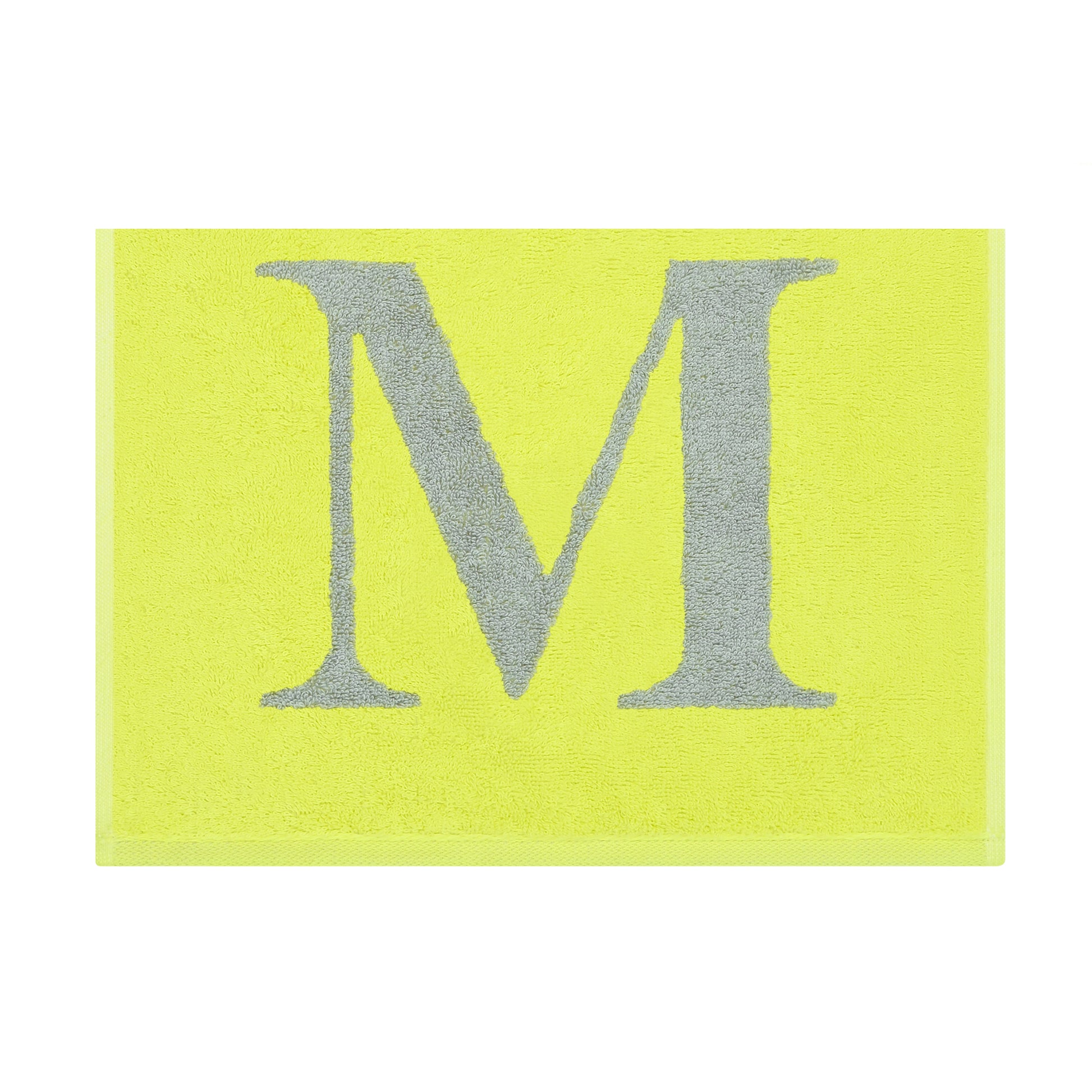 2er Set - Kleines Handtuch mit Buchstabe "M" – Silber / Lime