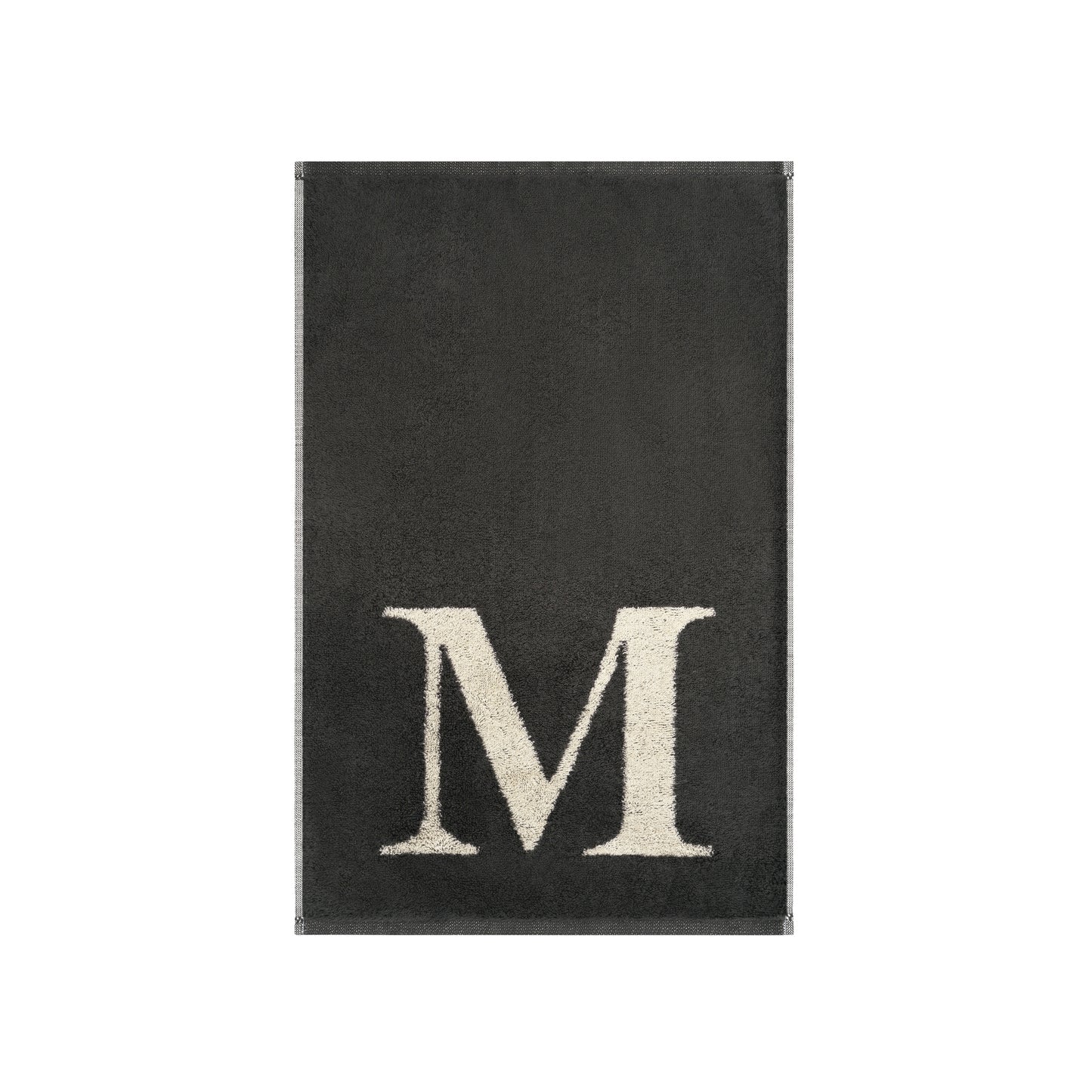 2er Set - Kleines Handtuch mit Buchstabe "M" – Natur / Dunkelgrau