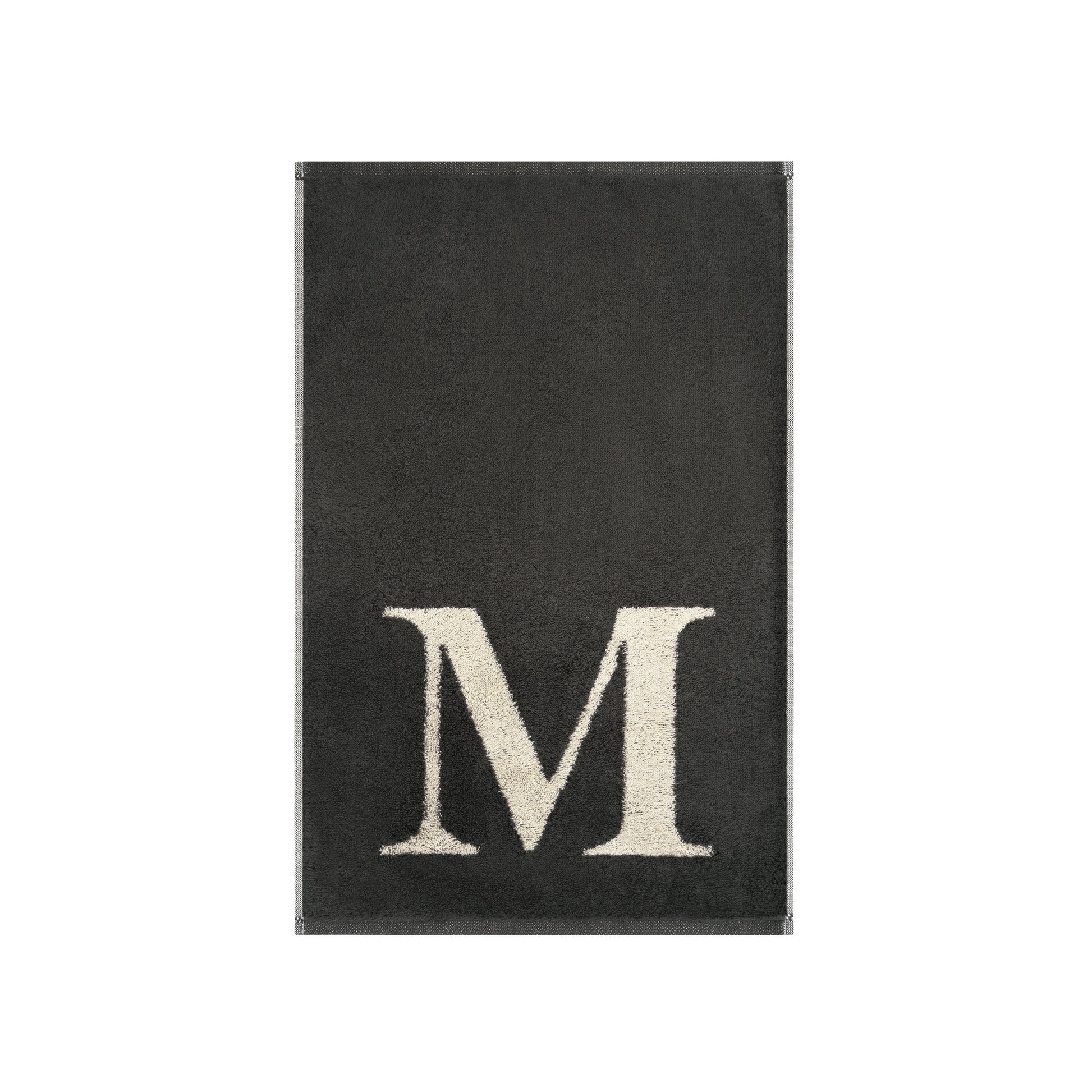 2er Set - Kleines Handtuch mit Buchstabe "M" – Natur / Dunkelgrau