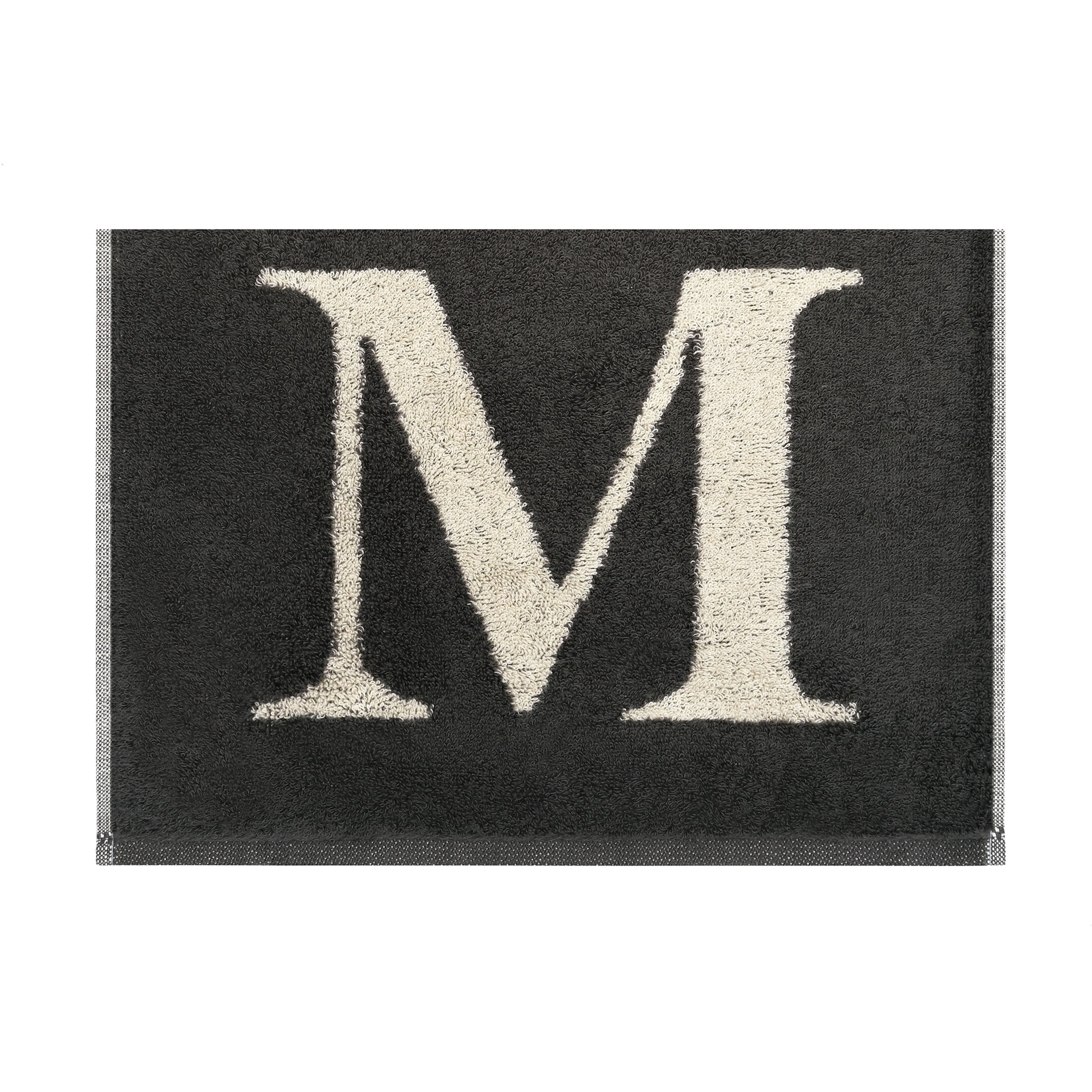 2er Set - Kleines Handtuch mit Buchstabe "M" – Natur / Dunkelgrau
