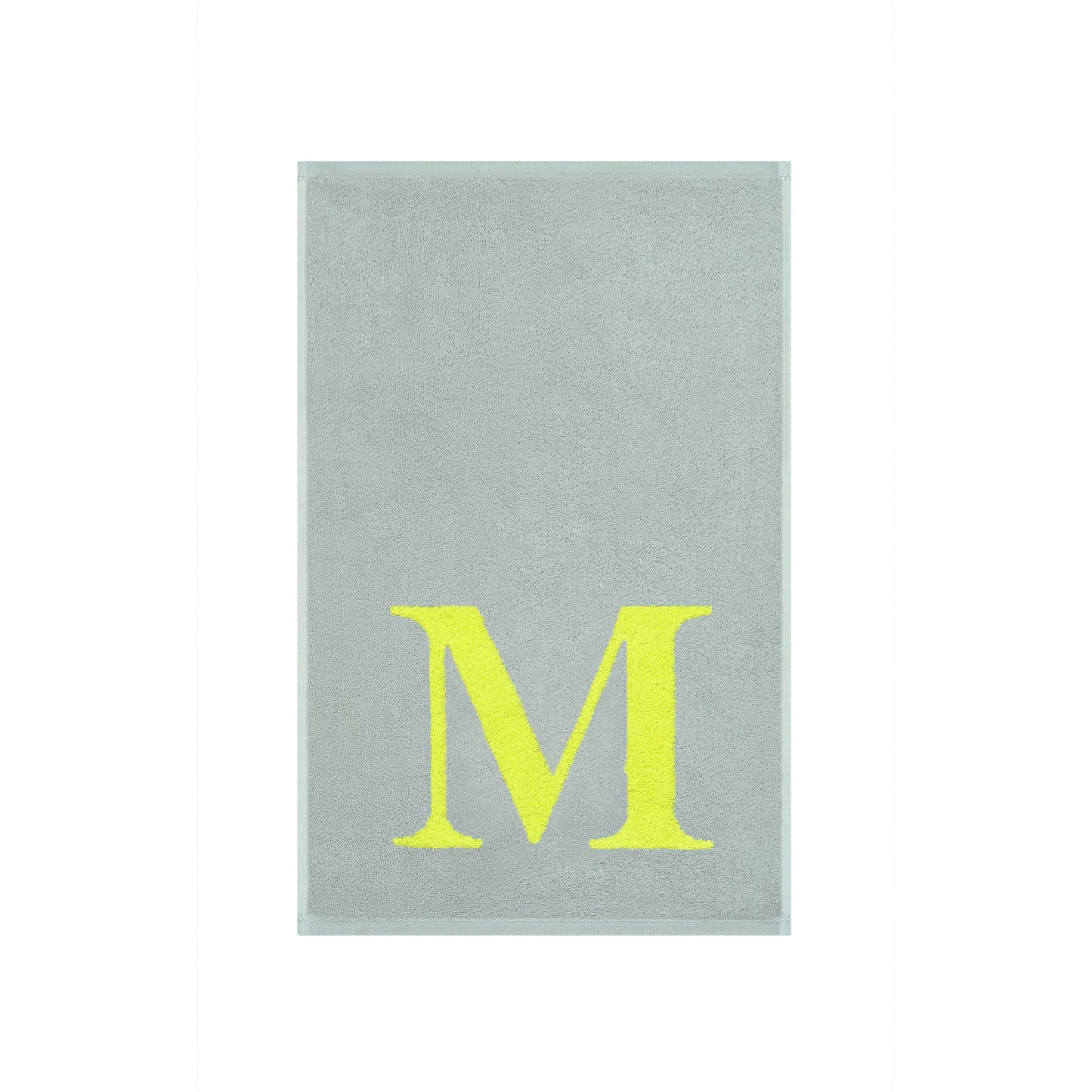 2er Set - Kleines Handtuch mit Buchstabe "M" – Silber / Lime