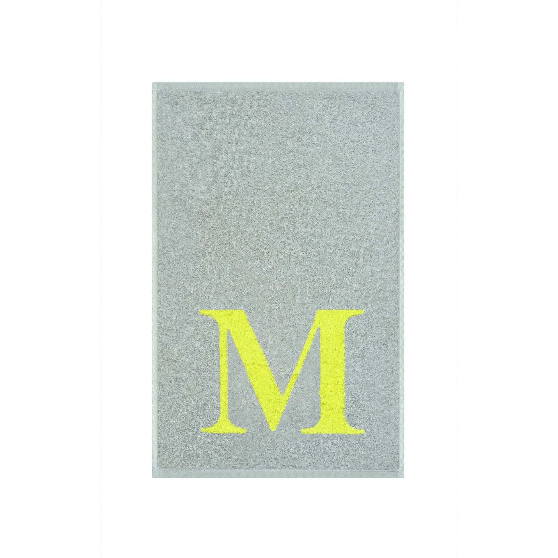 2er Set - Kleines Handtuch mit Buchstabe "M" – Silber / Lime
