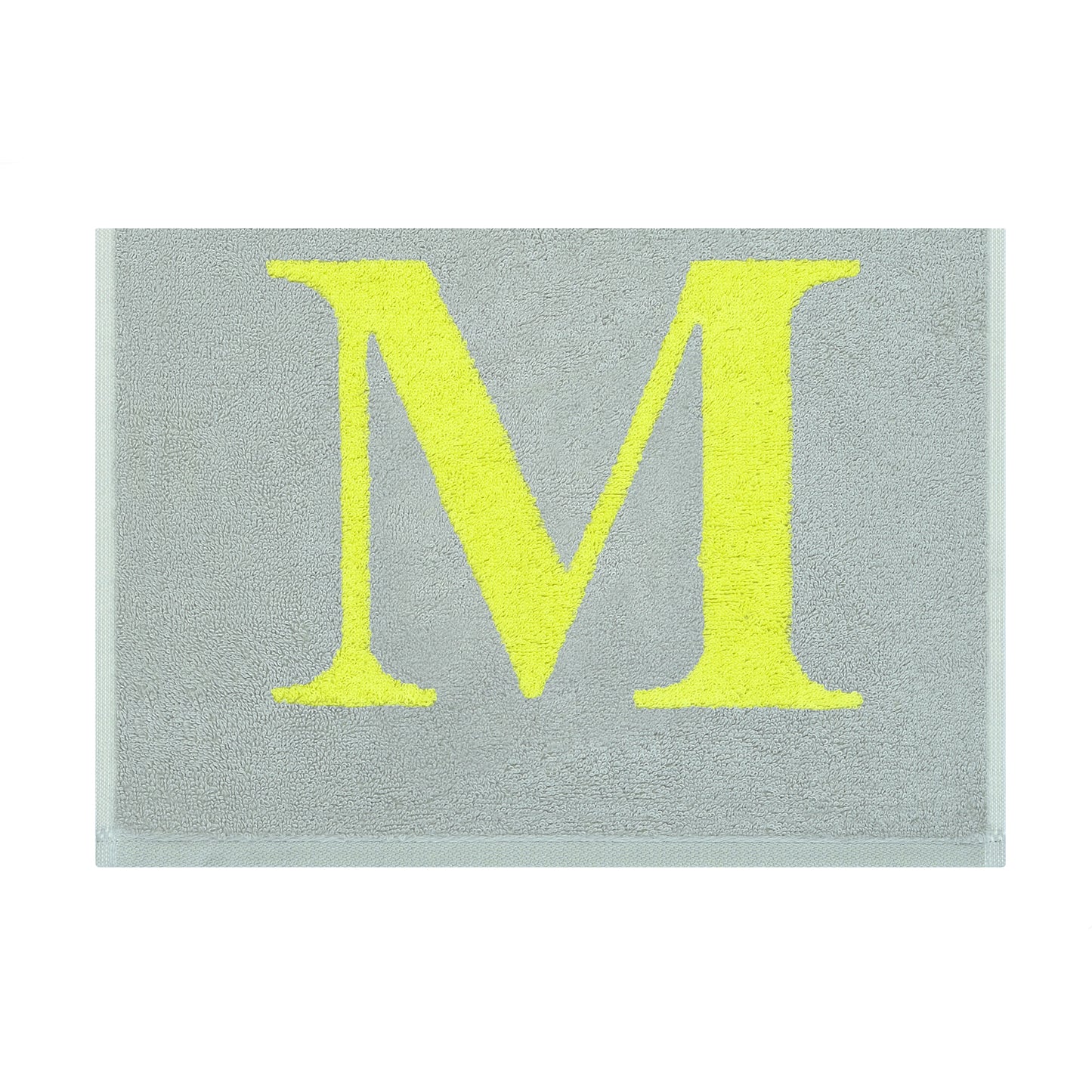 2er Set - Kleines Handtuch mit Buchstabe "M" – Silber / Lime