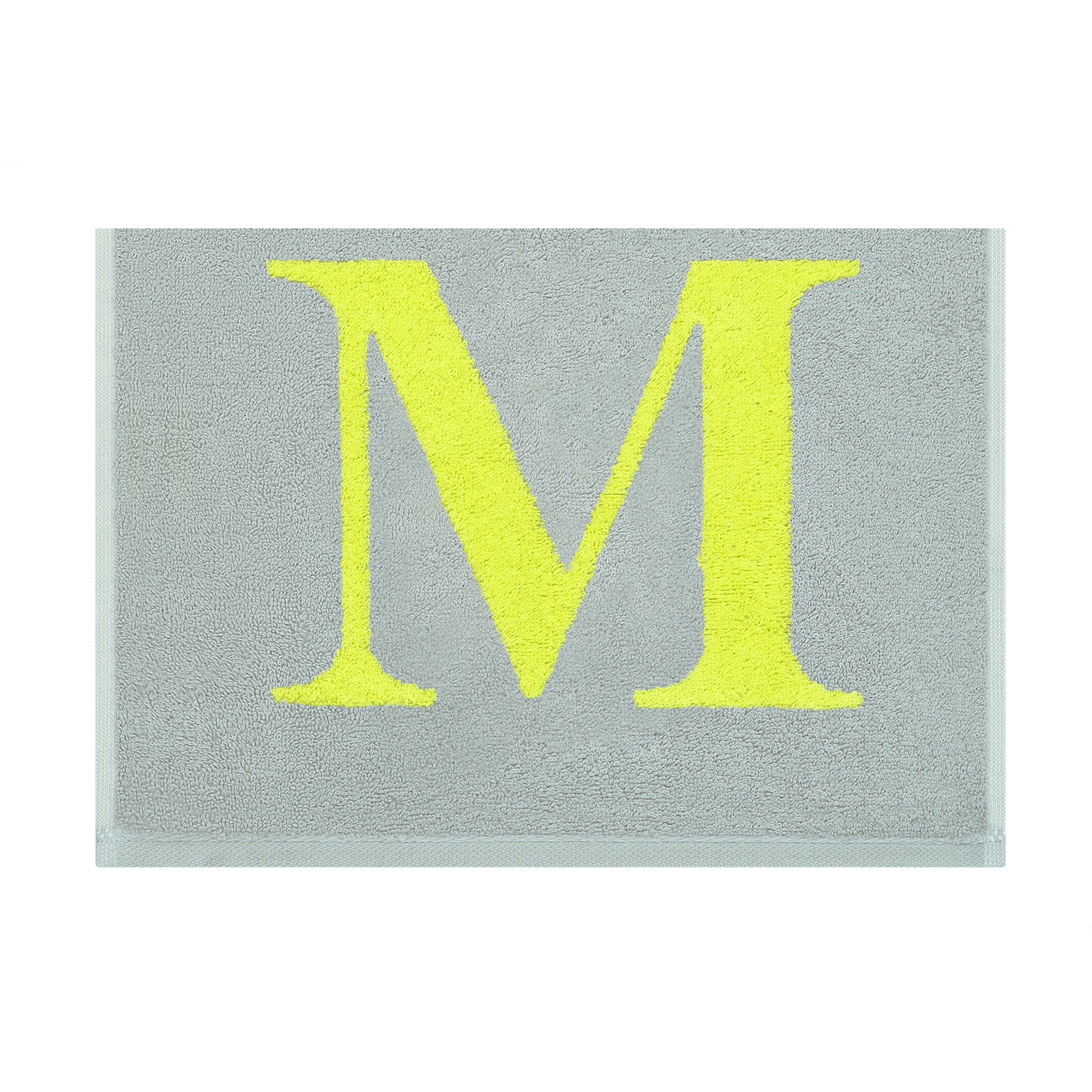 2er Set - Kleines Handtuch mit Buchstabe "M" – Silber / Lime