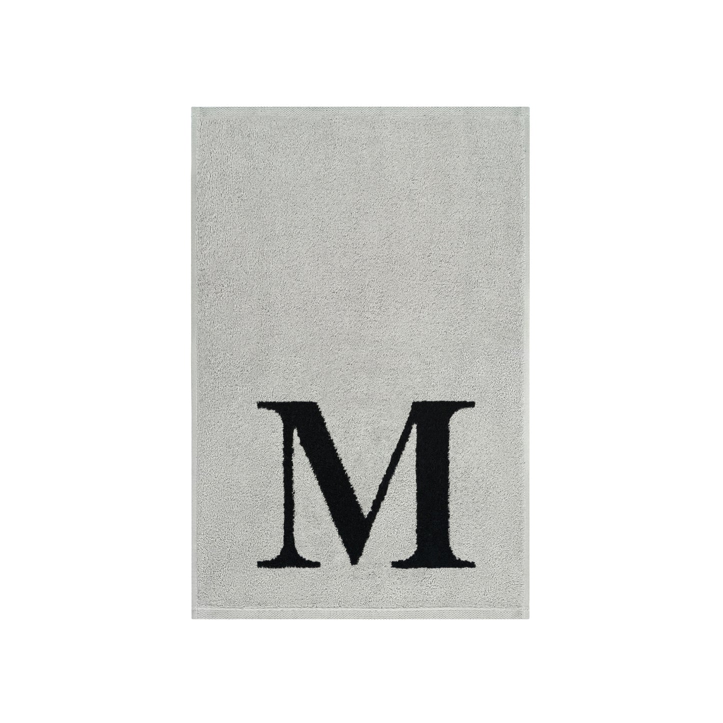 2er Set - Kleines Handtuch mit Buchstabe "M" – Silber / Schwarz