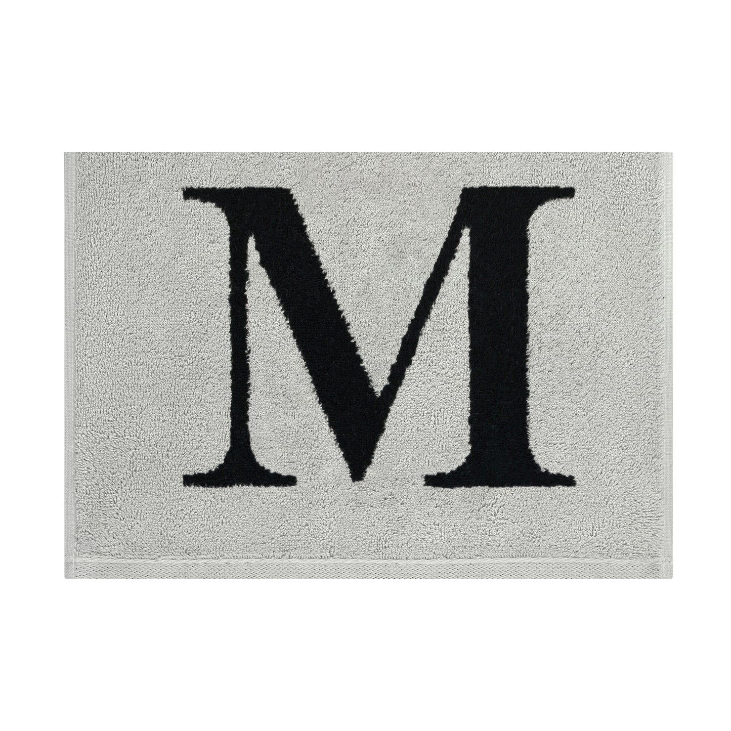 2er Set - Kleines Handtuch mit Buchstabe "M" – Silber / Schwarz