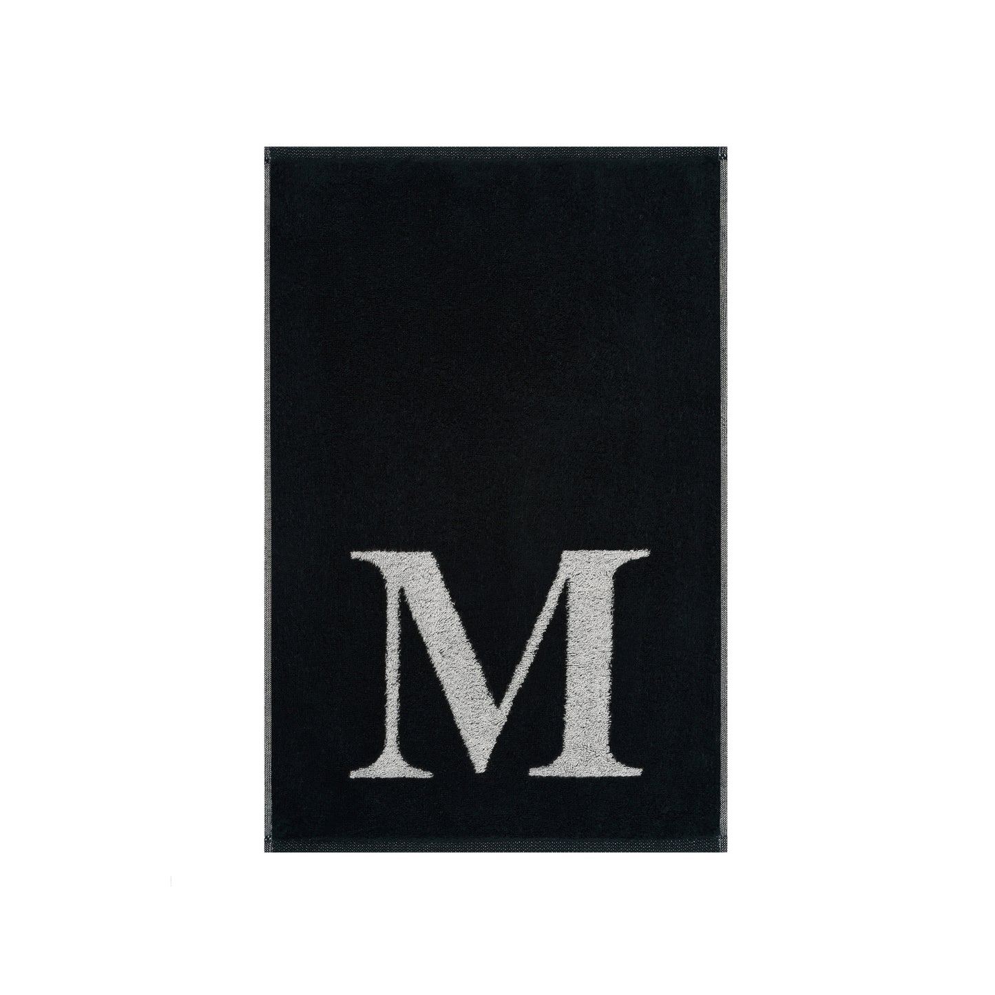 2er Set - Kleines Handtuch mit Buchstabe "M" – Silber / Schwarz