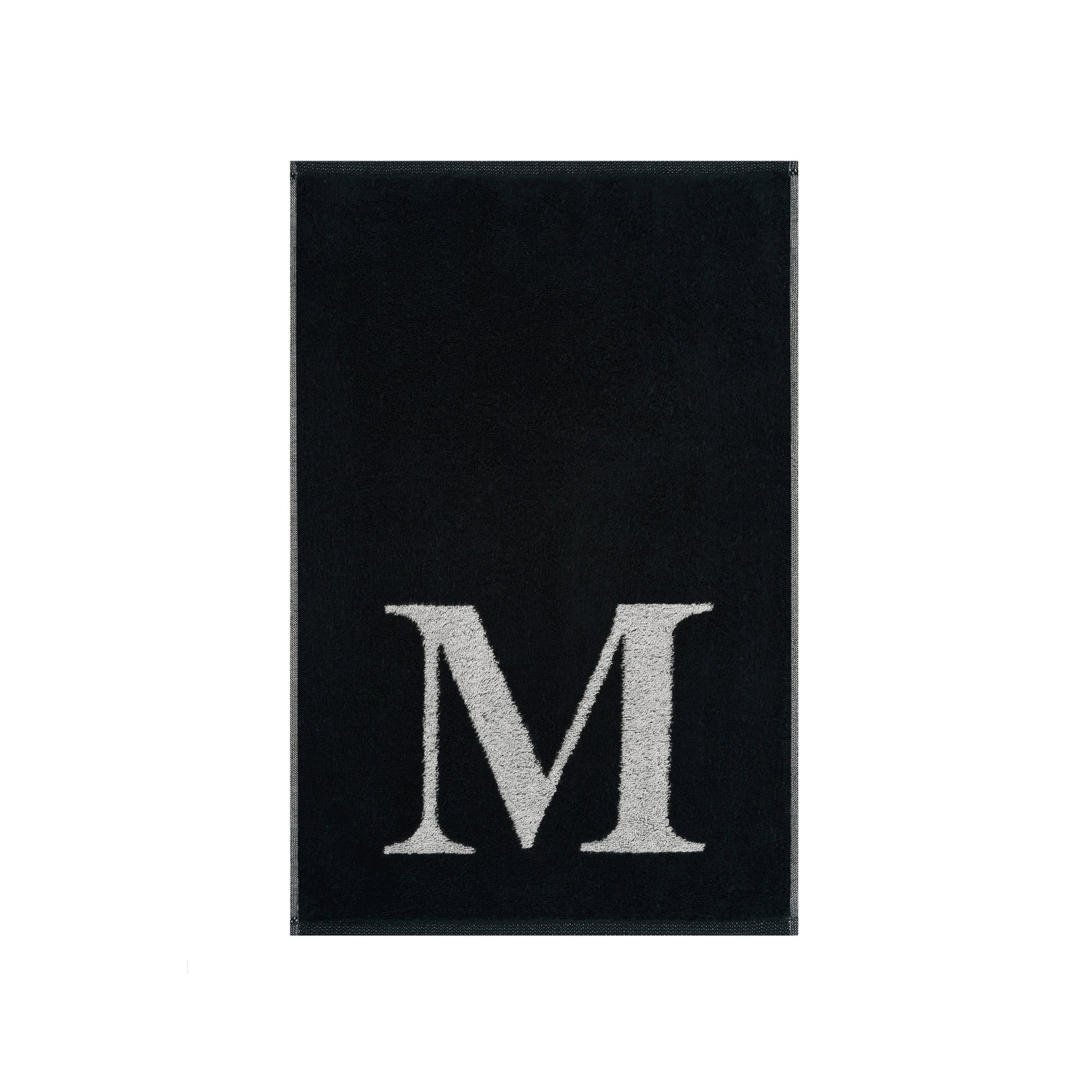 2er Set - Kleines Handtuch mit Buchstabe "M" – Silber / Schwarz