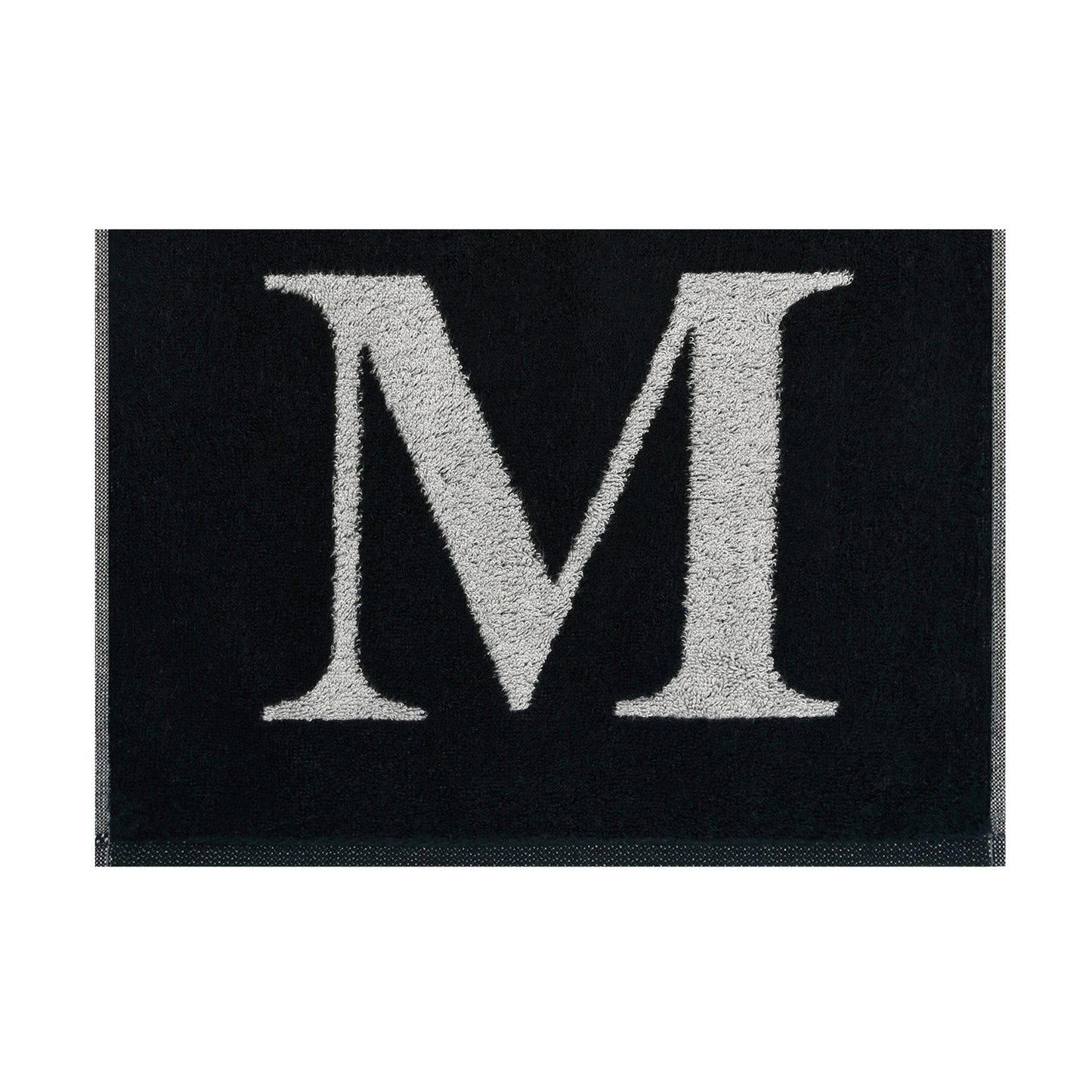 2er Set - Kleines Handtuch mit Buchstabe "M" – Silber / Schwarz