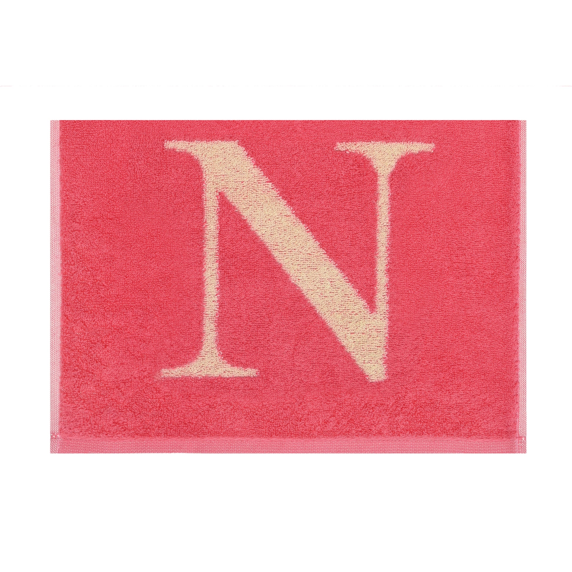 2er Set - Kleines Handtuch mit Buchstabe "N" – Natur / Pink / Orange
