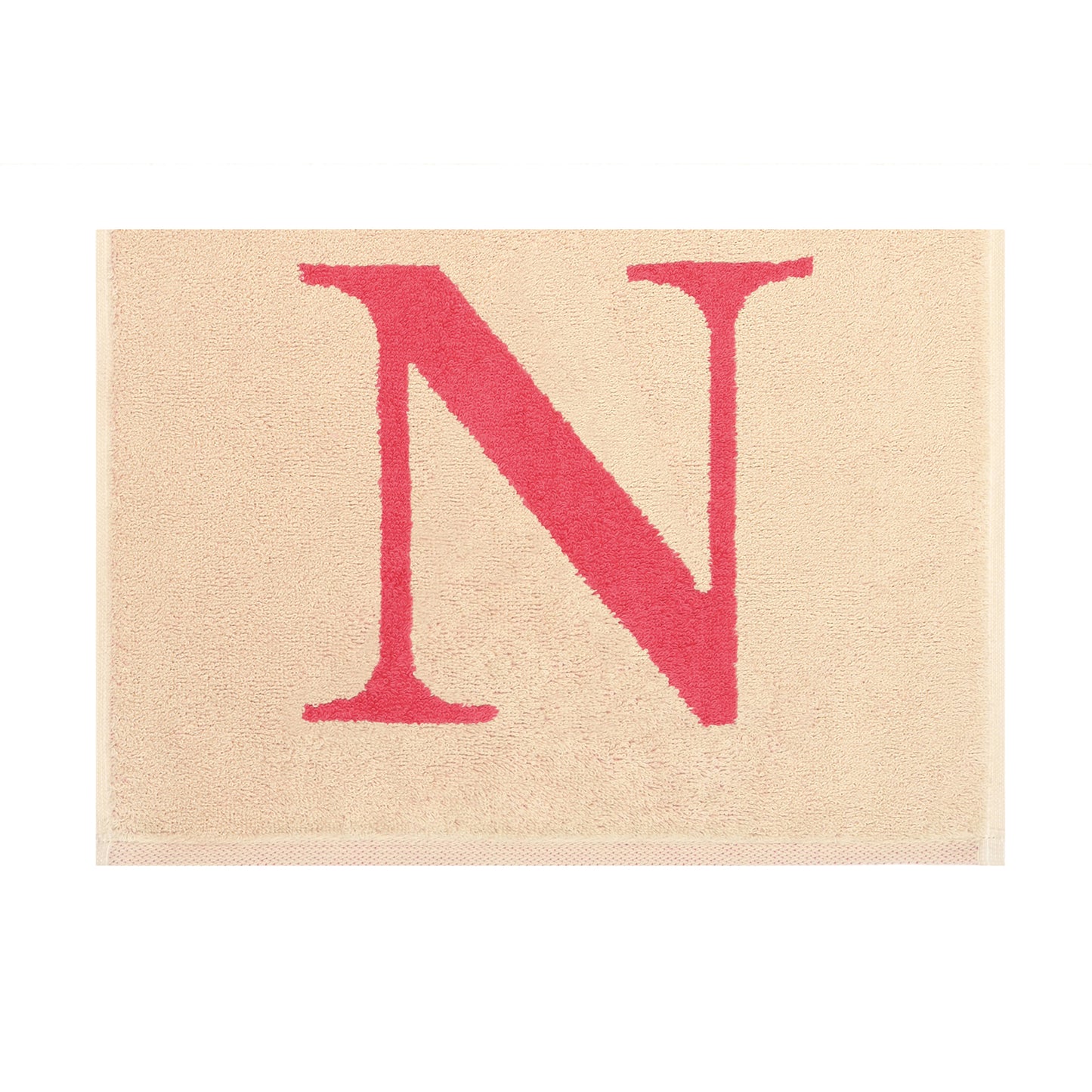 2er Set - Kleines Handtuch mit Buchstabe "N" – Natur / Pink / Orange