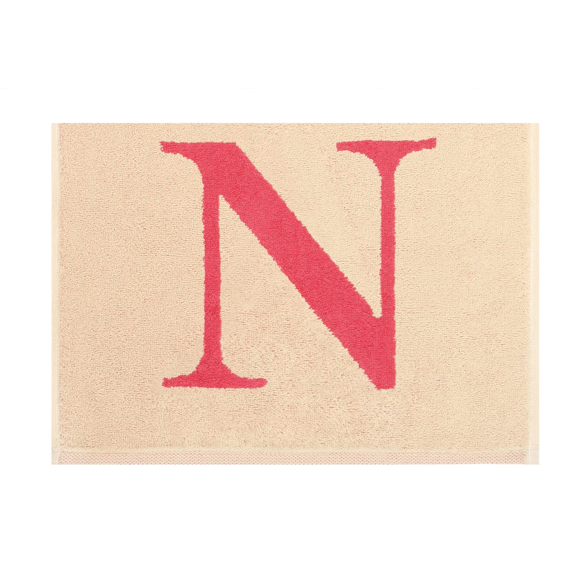 2er Set - Kleines Handtuch mit Buchstabe "N" – Natur / Pink / Orange