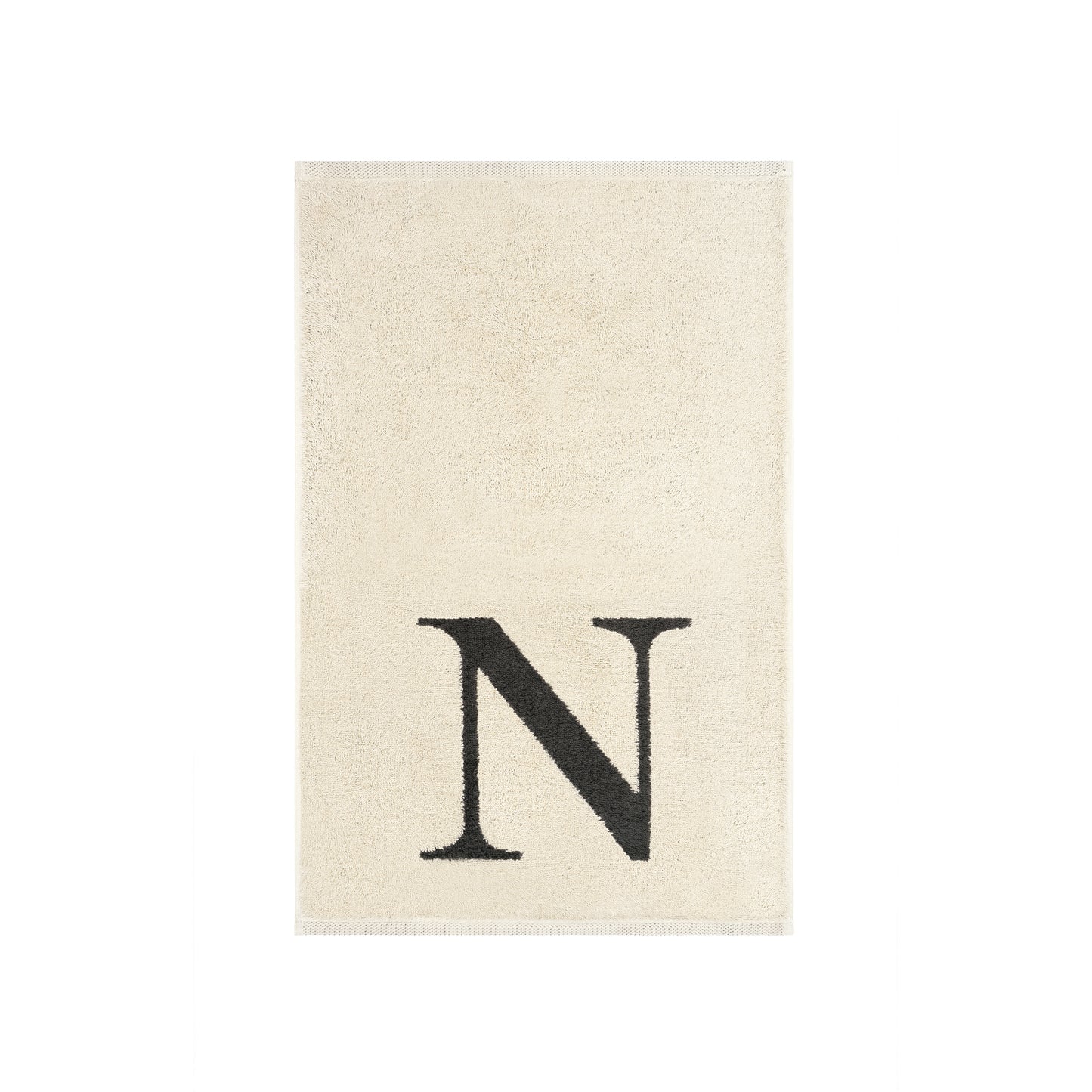2er Set - Kleines Handtuch mit Buchstabe "N" – Natur / Dunkelgrau