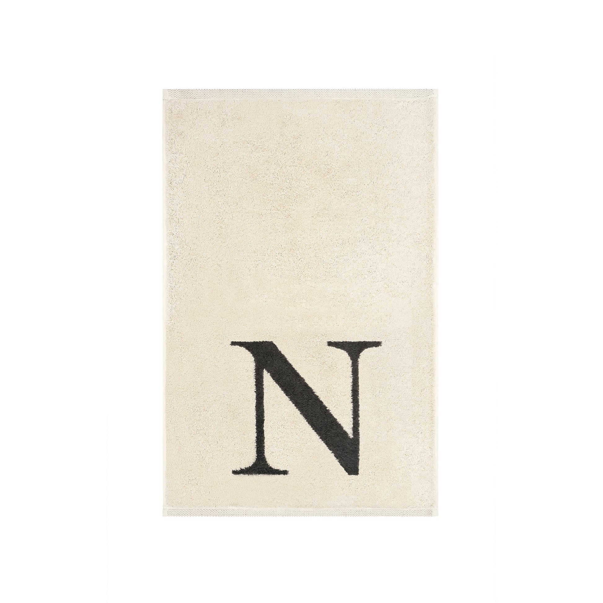 2er Set - Kleines Handtuch mit Buchstabe "N" – Natur / Dunkelgrau