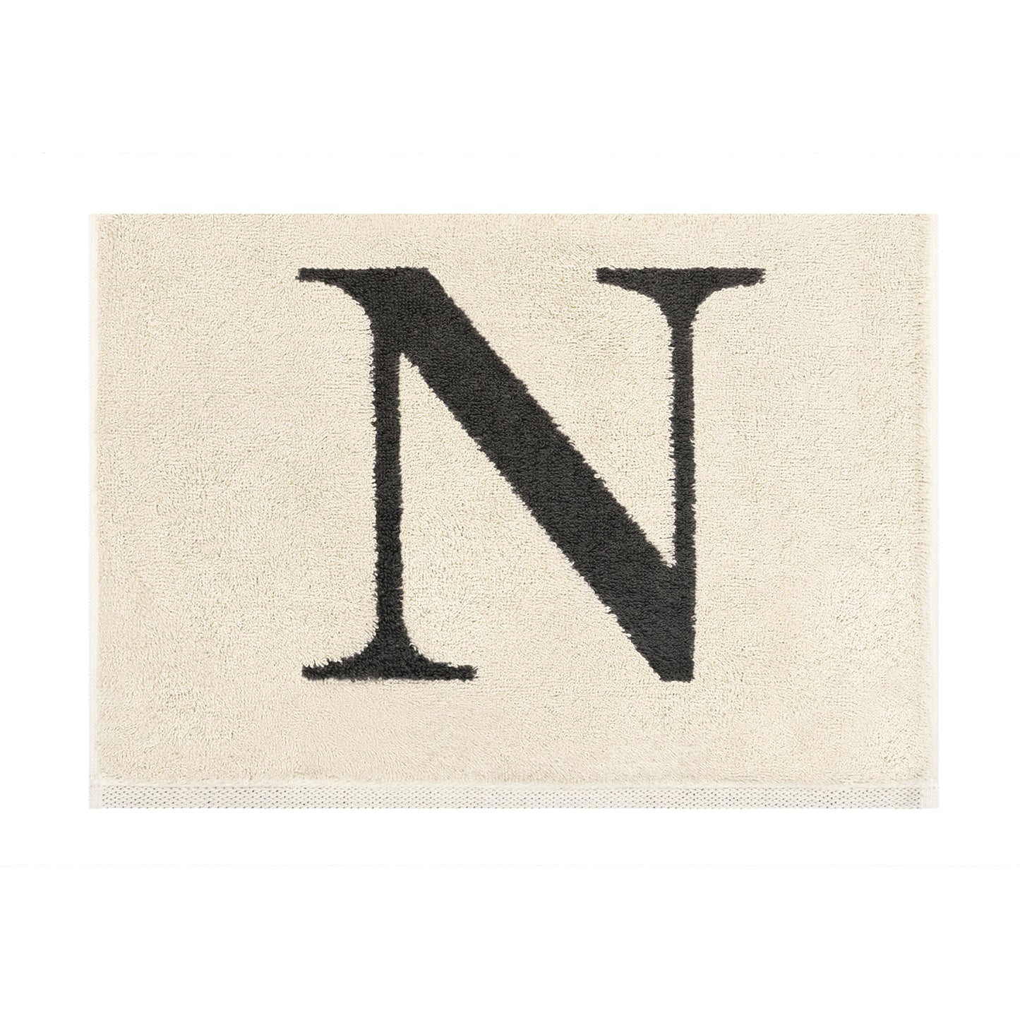2er Set - Kleines Handtuch mit Buchstabe "N" – Natur / Dunkelgrau