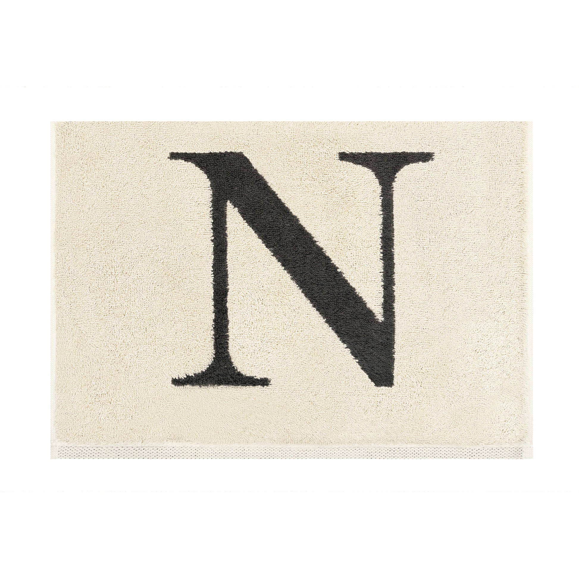 2er Set - Kleines Handtuch mit Buchstabe "N" – Natur / Dunkelgrau