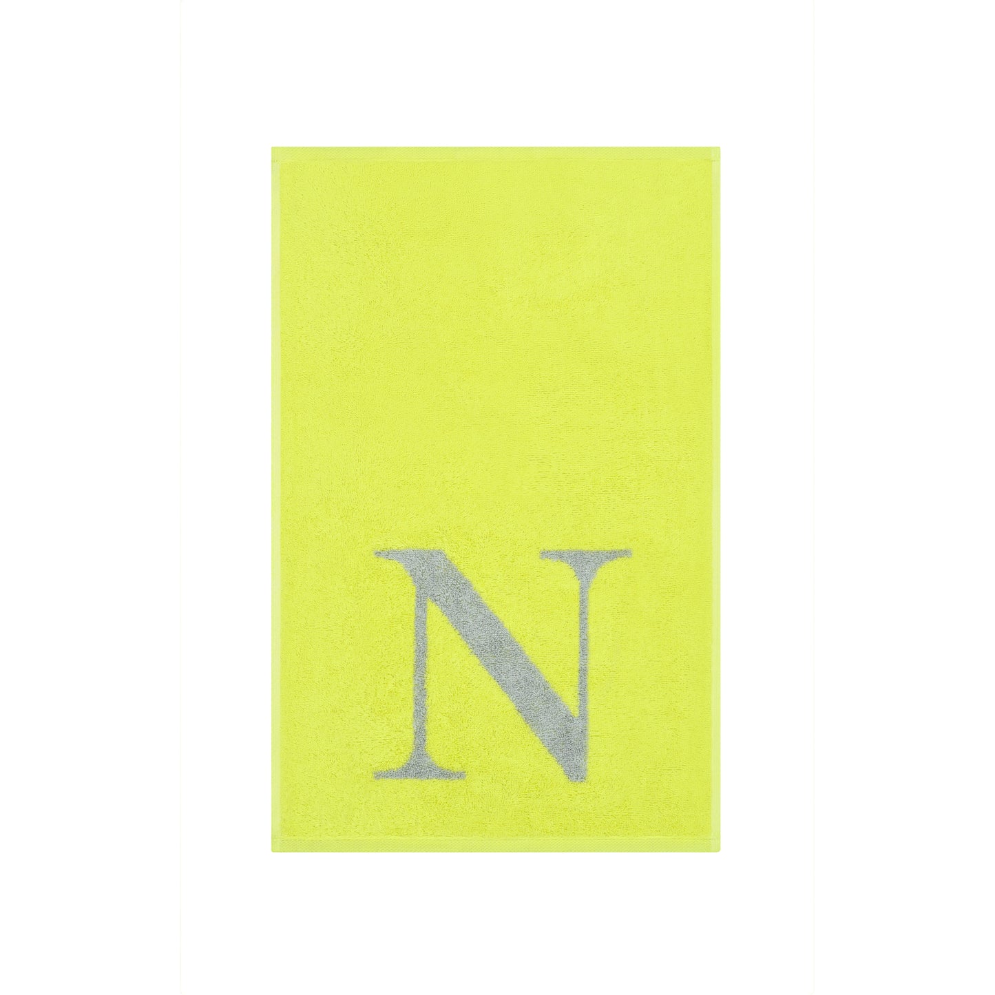 2er Set - Kleines Handtuch mit Buchstabe "N" – Silber / Lime