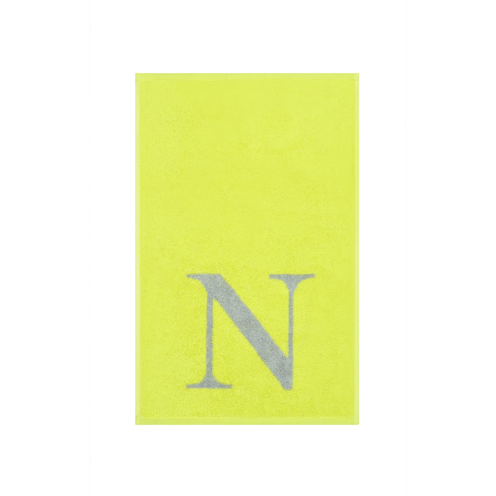 2er Set - Kleines Handtuch mit Buchstabe "N" – Silber / Lime