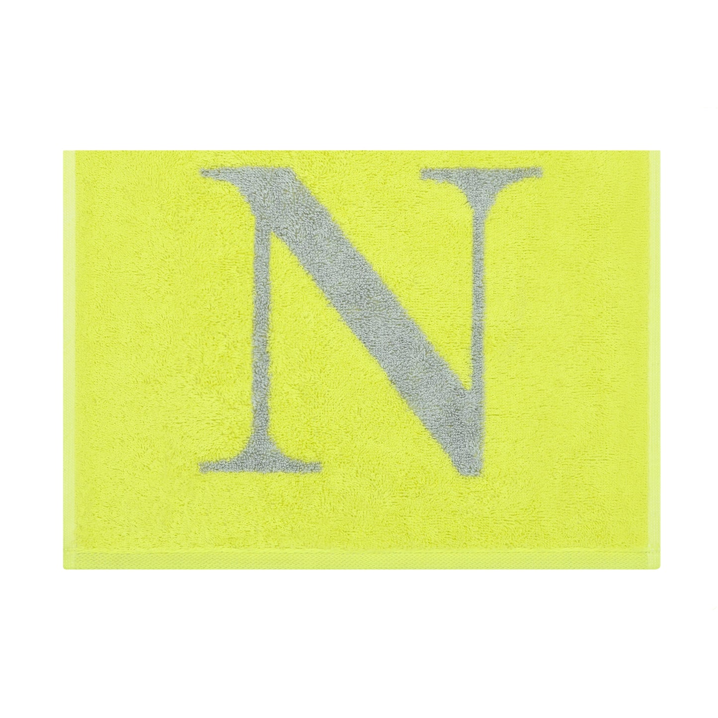 2er Set - Kleines Handtuch mit Buchstabe "N" – Silber / Lime